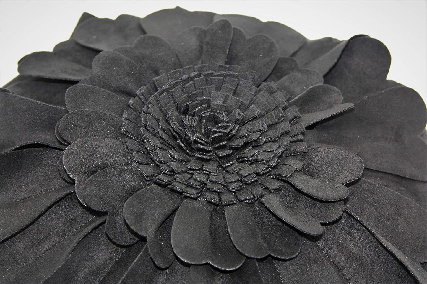 Contempo Lifestyles 13 Inch Black 3D Round Heart Floral Throw Pillow - Soft & Snuggly Suedette Polyester Fill - Decorative Accents, Gifts