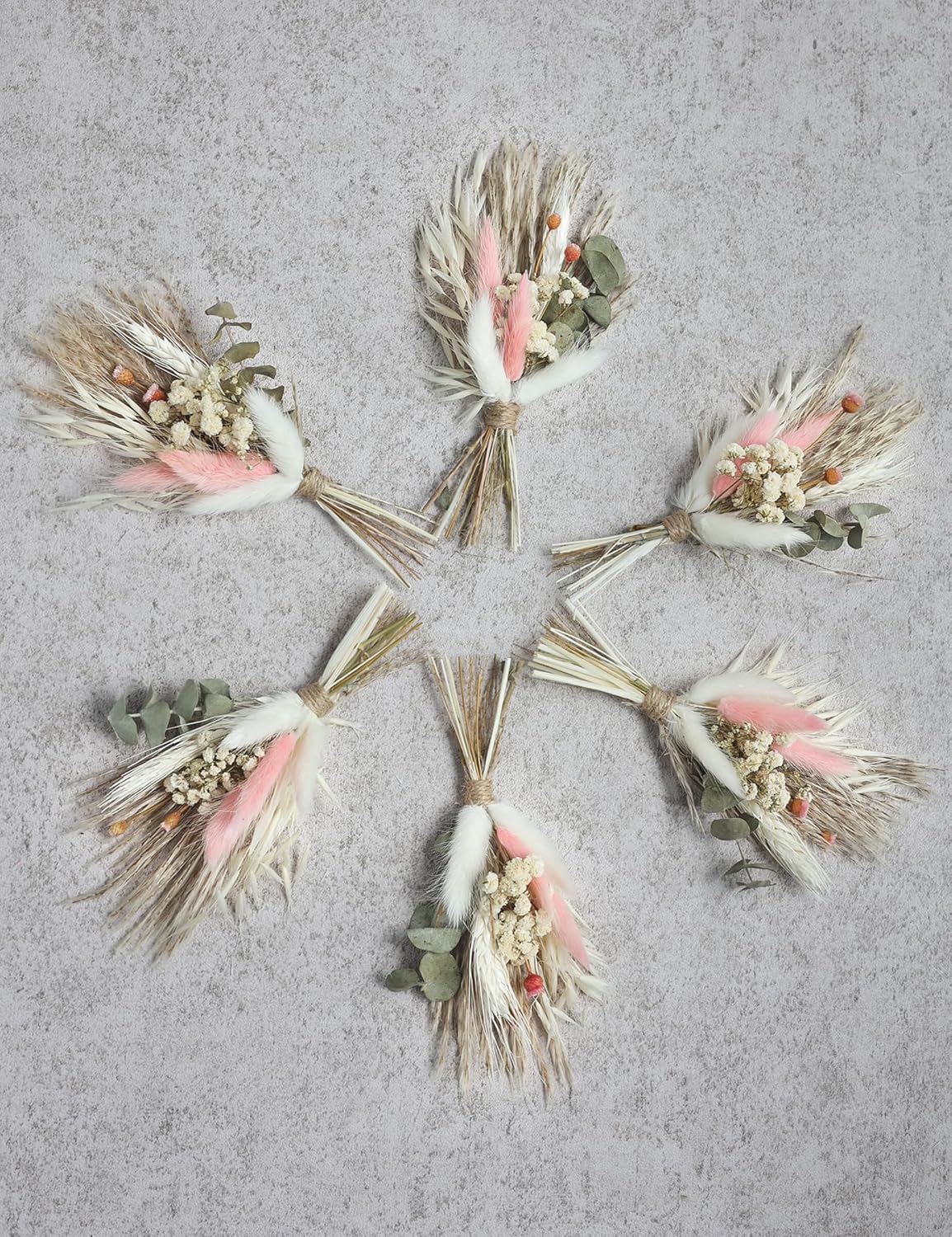 Mini Dried Flower Bouquets for Bridesmaid Proposal Gift Boxes, Birthday Cake Arrangements, boutonnieres, Small vases for Table Centers, Bohemian Wedding Decorations (Blush)