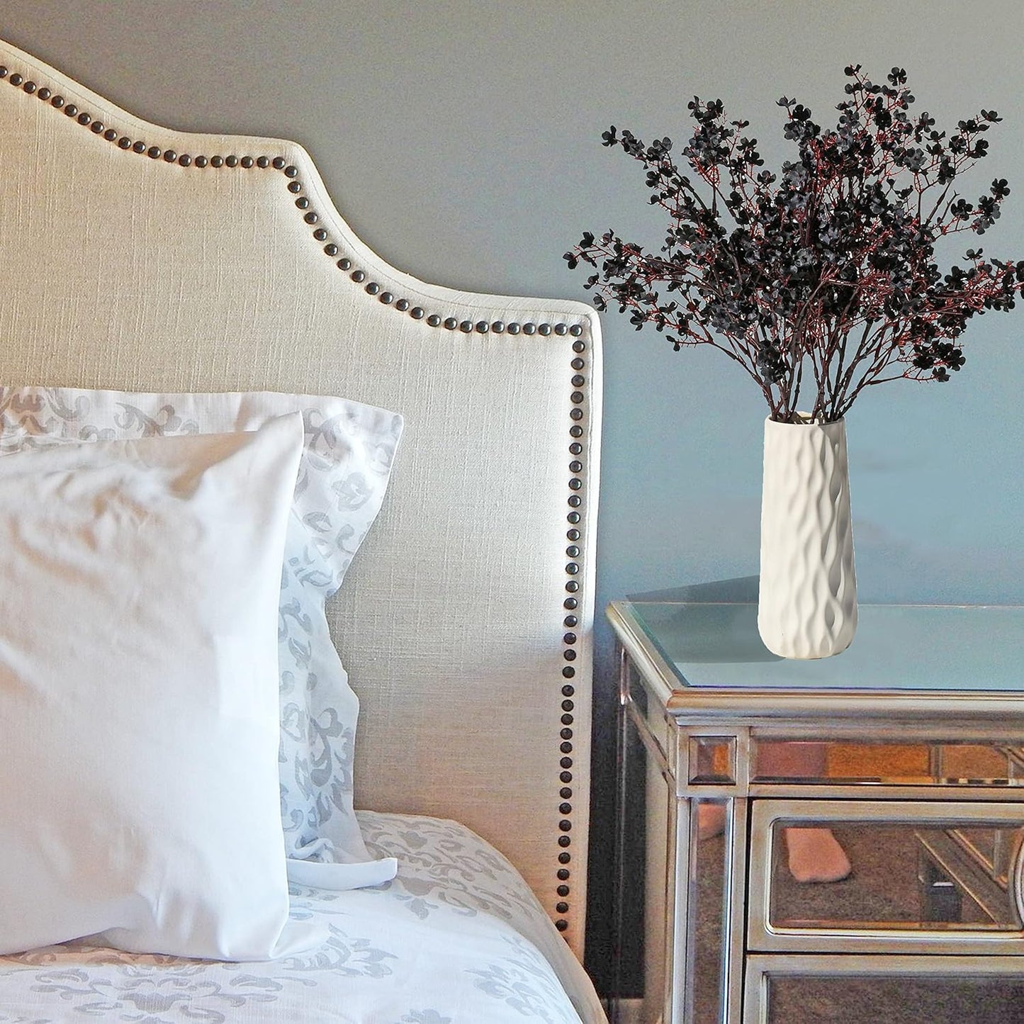 Mandy's Black Artificial Baby’s Breath Flowers 6 Bundles Silk Gypsophila with Bendable Stems for Fall Centerpiece Wedding Decor and Table Arrangements