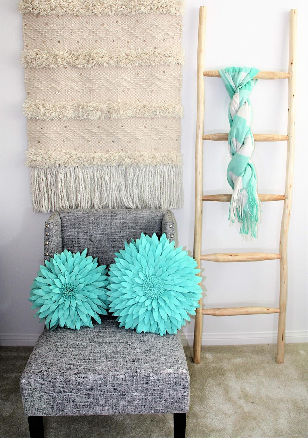 Contempo Lifestyles 3D Daisy Flower Decorative Pillow - Design Patented, Shaped for Couch & Bed (18" Flower, 16" With Insert, Solid Mint)