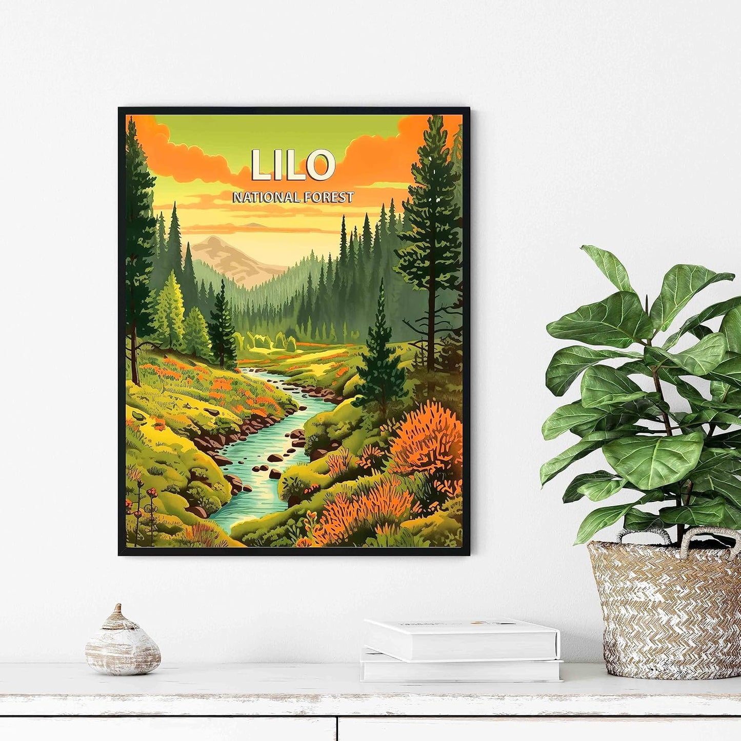 Lolo National Forest Poster Art Print Retro Mountain Wall Art Poster Vintage Decor Nature Recreation Wilderness Wildlife Decoration, Outdoor Adventure Scenic Beauty Artwork. (Lolo National Forest,