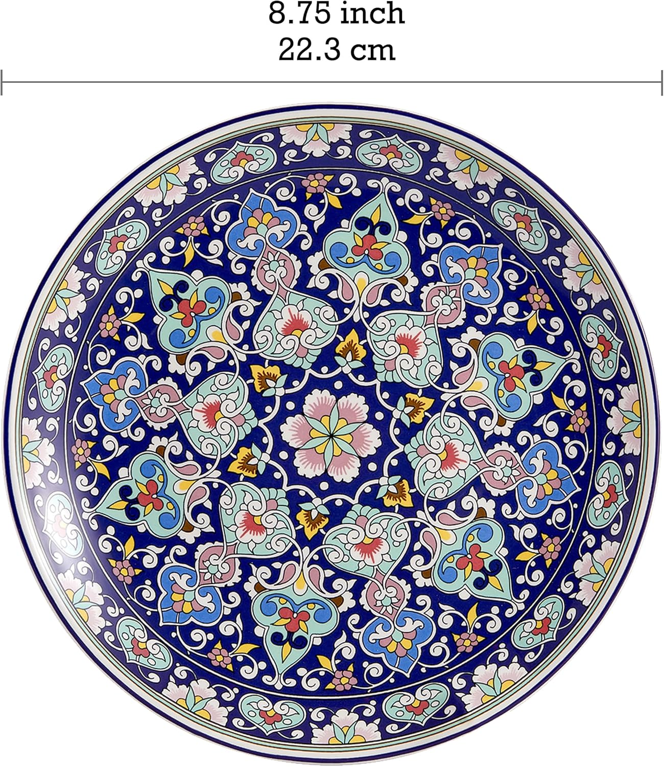 Bico Mandala Kaleidoscope Salad Plates Set of 4, 8.75 Inch Ceramic Dessert Plates for Salad, Appetizer, Side Dishes, Microwave and Dishwasher Safe, Gift for Housewarming and Thanksgiving