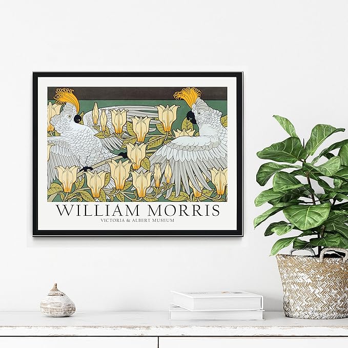 William Morris Birds Wall Art Poster Prints, Famous Artist Patterns, Vintage Flowers Decor Artwork, Tapestry Historic Cultural Illustrations Fine Art, Colorful for Living Room, Bedroom, Office,