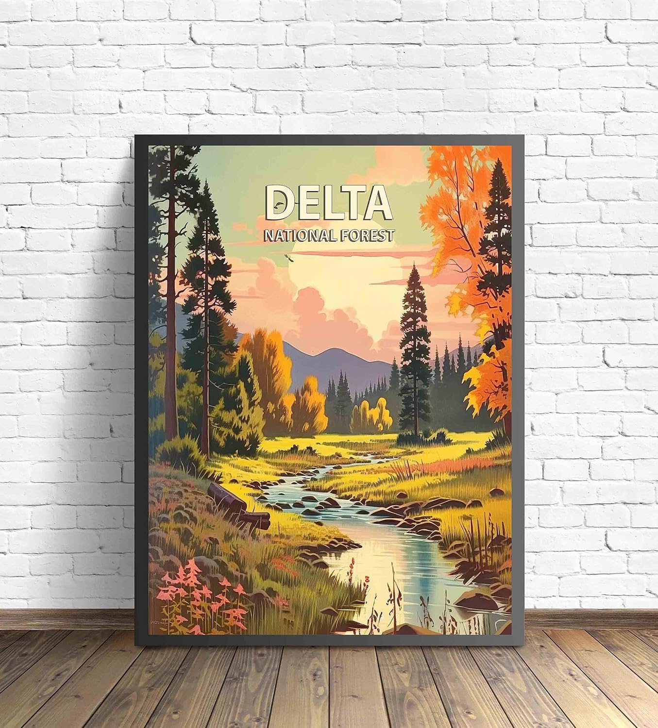 Delta National Forest Poster Art Print Retro Mountain Wall Art Poster Vintage Decor Nature Recreation Wilderness Wildlife Decoration, Outdoor Adventure Scenic Beauty Artwork. (Delta National Forest,