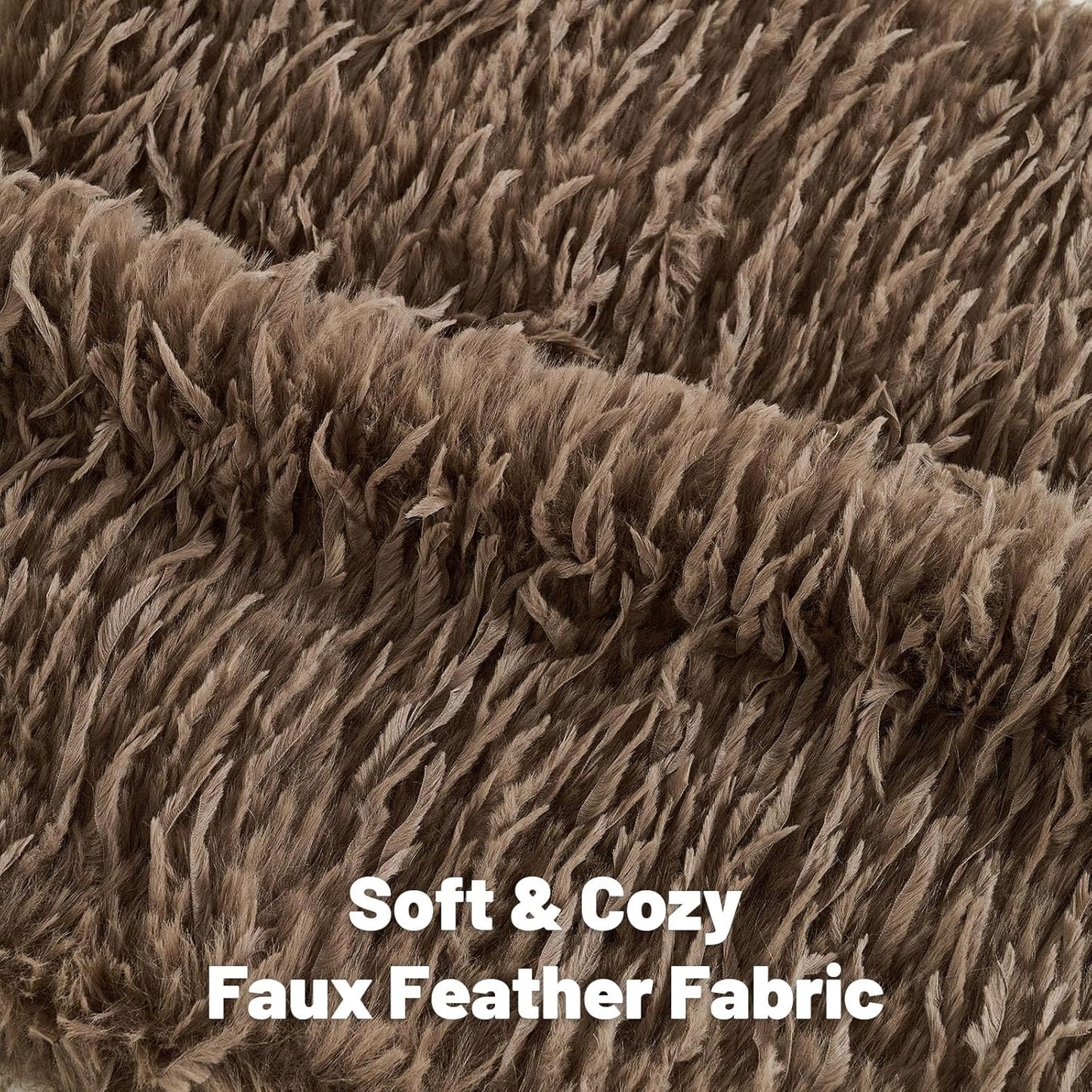 FUTEI Brown Decorative Throw Pillow Covers 16x16 Inch Set of 2,Soft Fluffy Faux Feather Texture Cushion Cases,Modern Home Luxury Decor for Couch Bed Living Room