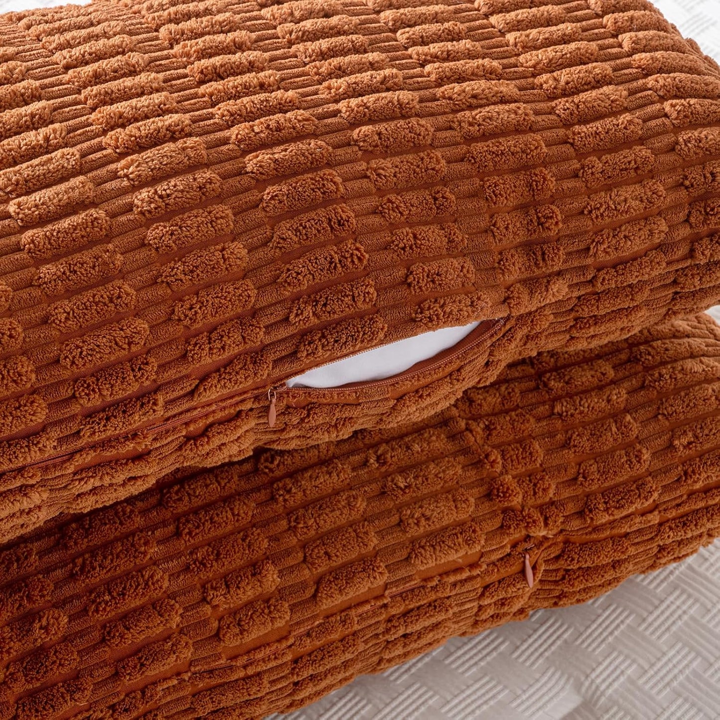 Fancy Homi Rust Long Long Body Lumbar Decorative Throw Pillow Covers 20x54 Inch for Bed Couch Bedroom Bench, Soft Corduroy Rectangle Solid Pillow Case, Terracotta Rustic Farmhouse Boho Room Decor