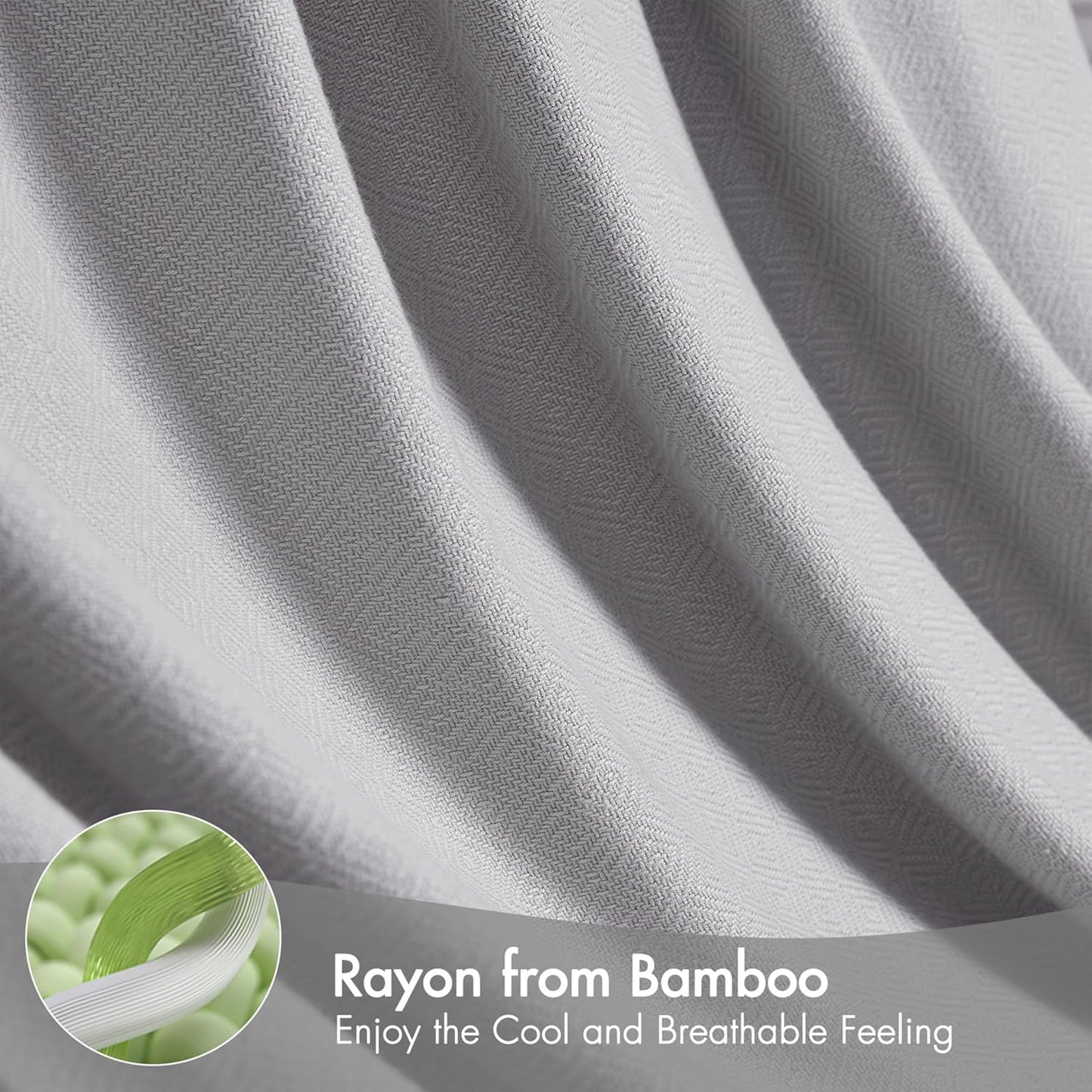 Madison Park Queen Size Blanket, 70% Rayon Bamboo-Based, 30% Cotton, Breathable for Hot Sleepers Menopause, Ultra Soft and Snag-Resistant, Summer Blanket for Bed or Couch, Queen 90"x90" Grey