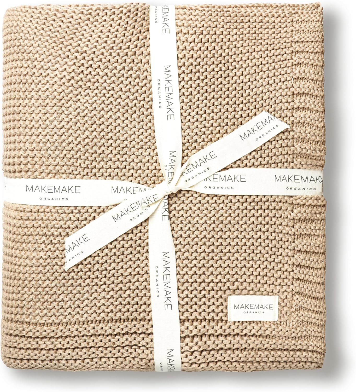 MakeMake Organics Organic Cotton Throw Blanket GOTS Certified Organic Knit Blanket Couch Bed Neutral Fall Colors Soft Cotton Throw Blanket Large (50x60, Sand)