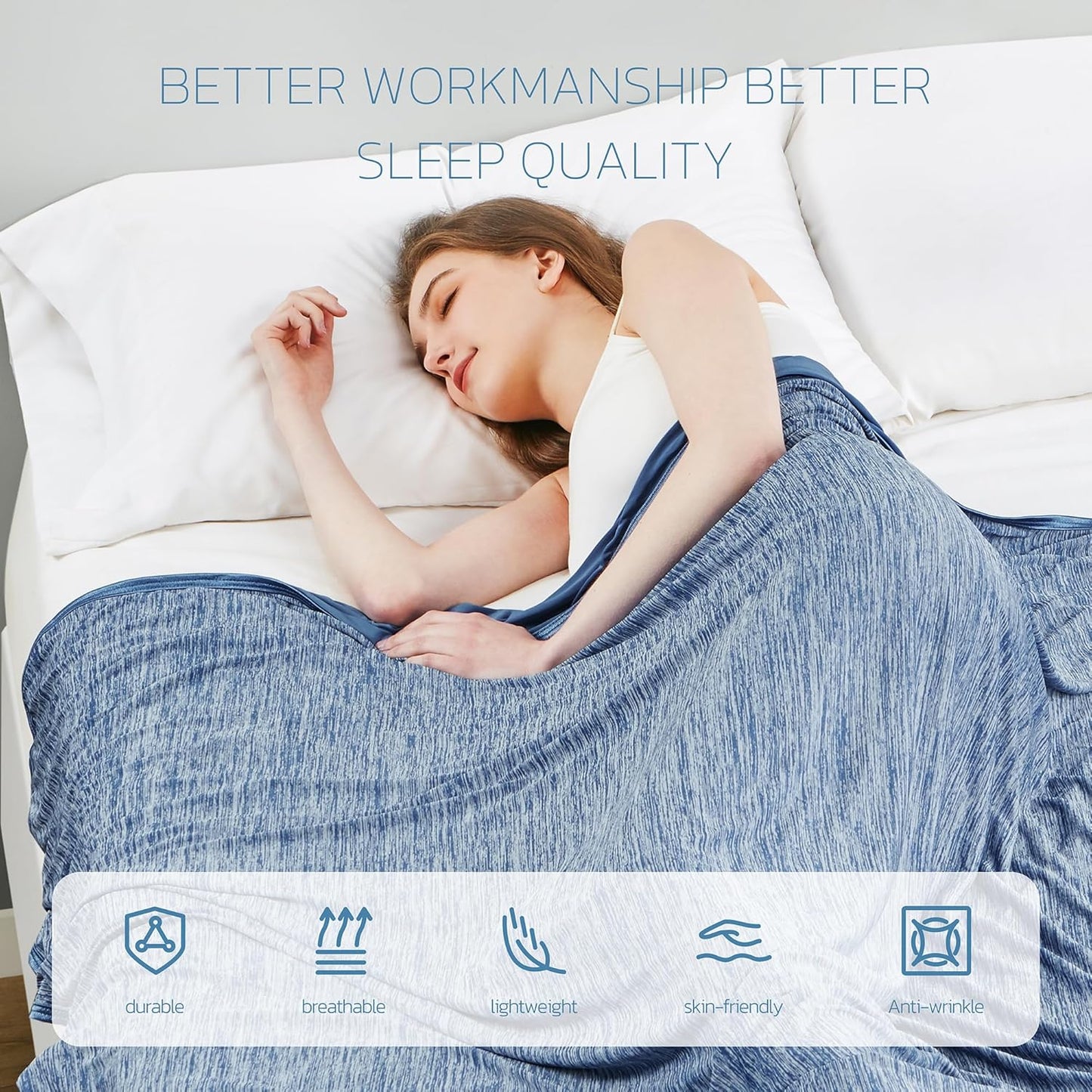 Degrees of Comfort Cooling Blanket Queen Size, Summer Cooling Blankets for Hot Sleepers, Q-Max>0.4 Cool Fiber, Cold Summer Bedding for Bed Couch Sofa, Blue 90"x90"