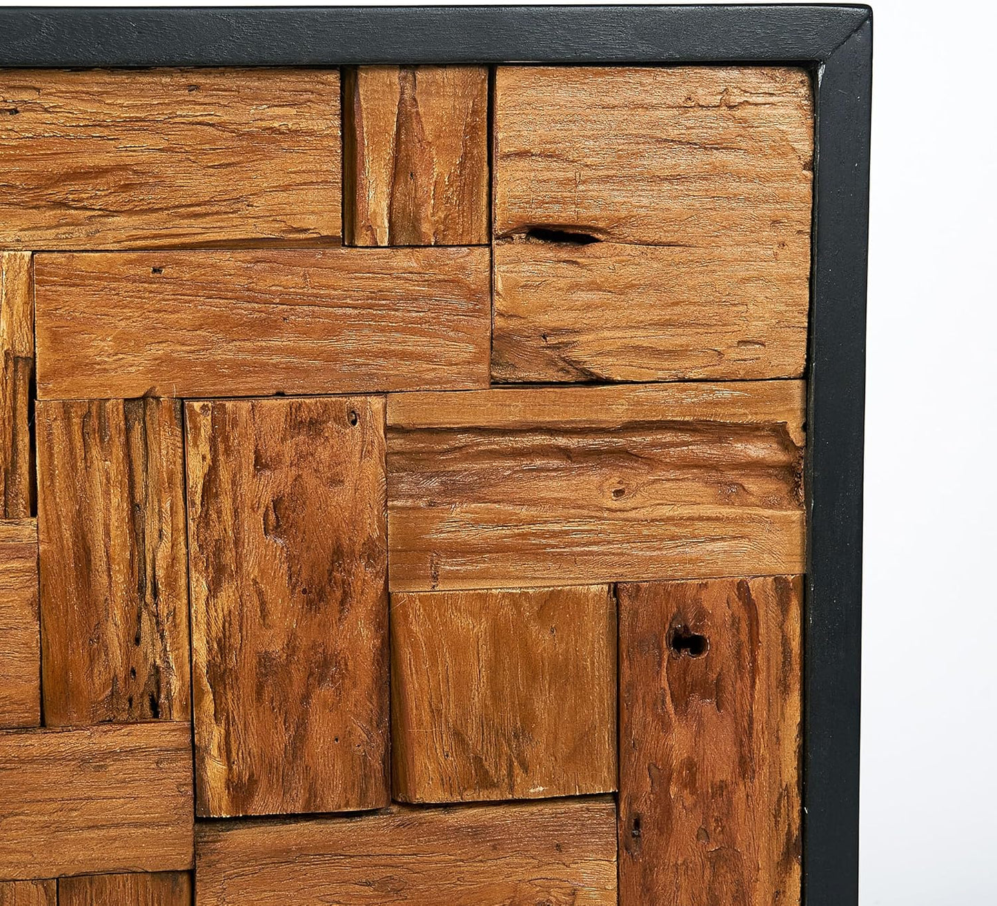 Greenage Reclaimed Teak Wood Wall Decor 17"x17" Farmhouse Square Wall Art Rustic Wooden Wall Hanging Decoration Rectangular Geometric Framed Wall Panel Shape for Home Living Room Bedroom