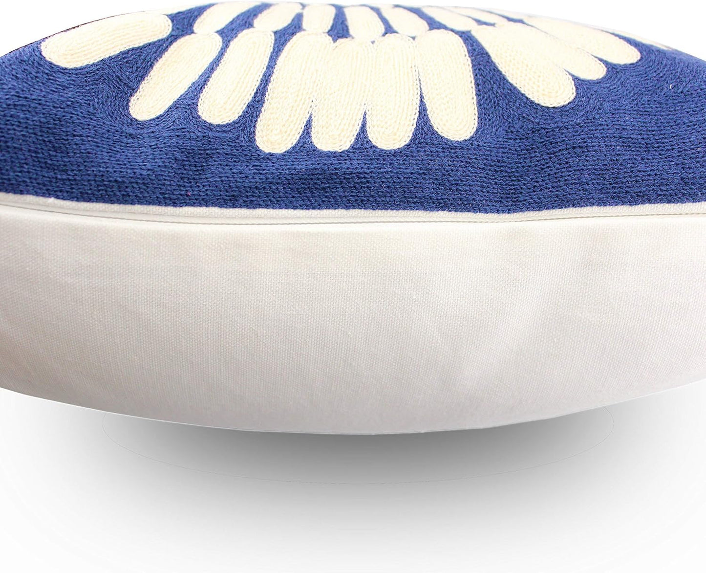 Embroidery Throw Pillow Covers 18x18 Home Decor Floor Pillows Cover 100% Cotton Cushion Cover Throw Pillow Case for Couch Dark Blue Sunflower Embroidered Pillow 45x45cm, Navy Blue, 1 Piece