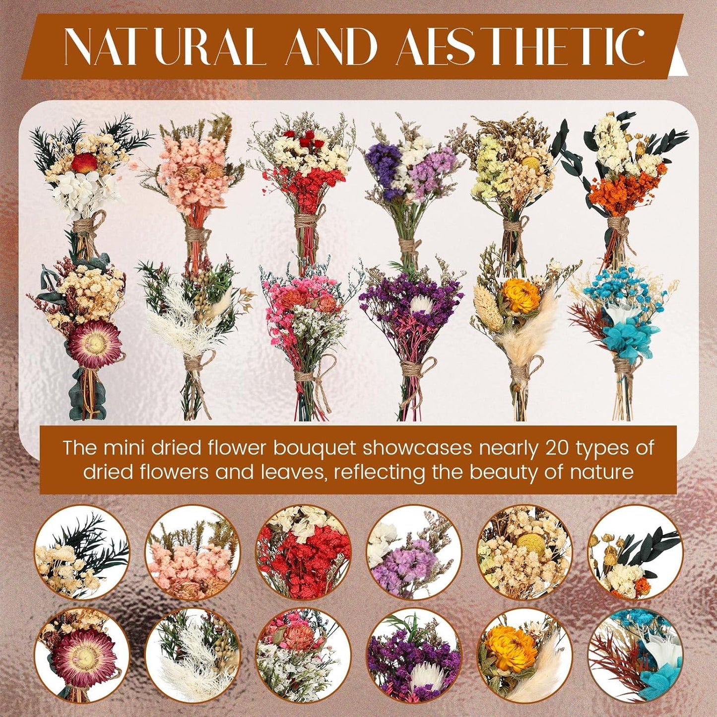 Layhit 24 Pcs Boho Dried Flower Bouquet Mini Wedding Handmade Dry Flowers Decor for Vase Crafts DIY Photo Boutonniere for Men Floral Plant for Bridesmaid Gift Birthday Decor(Colorful)