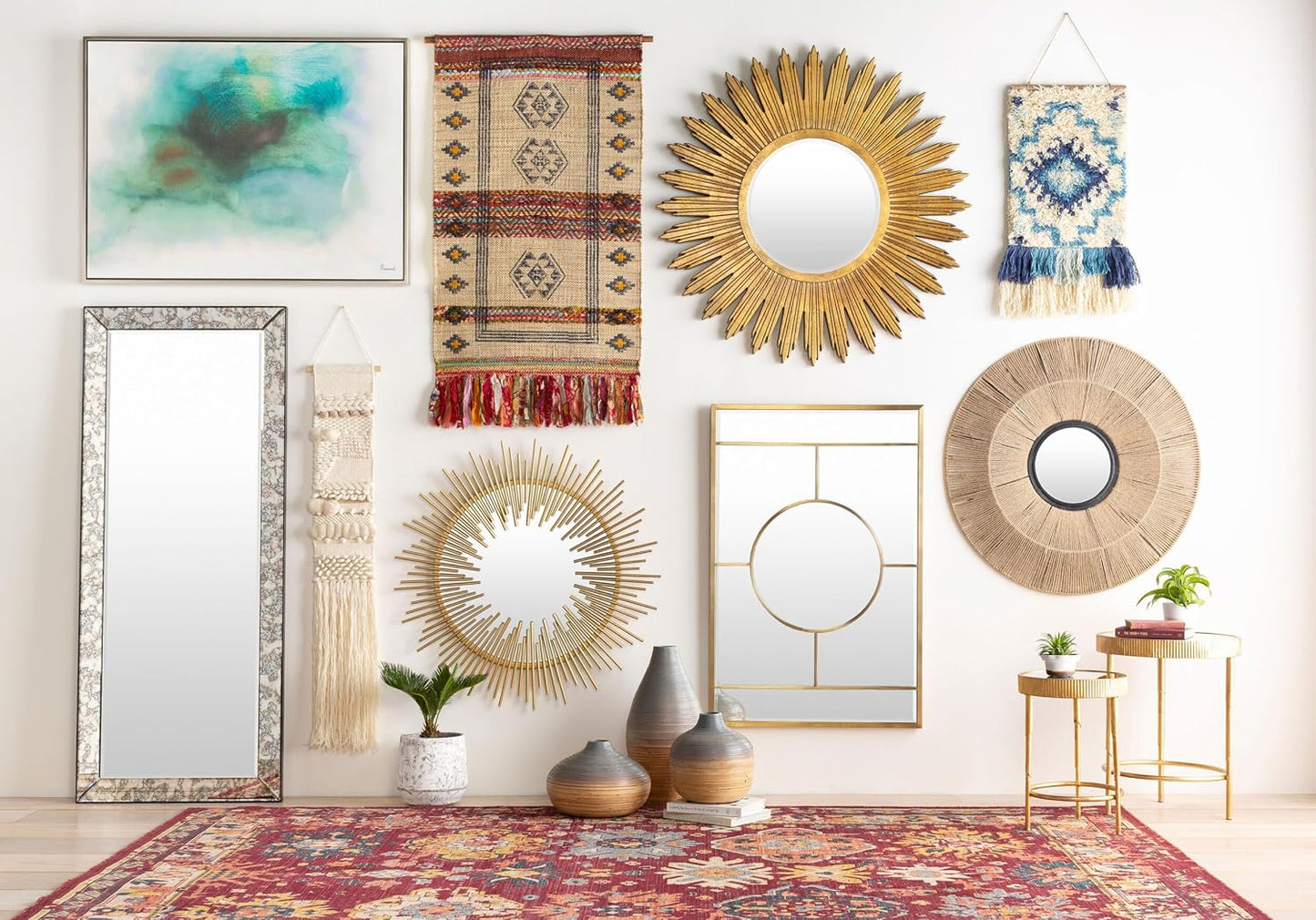 Mark&Day Wall Hanging, Abtenau Bohemian/Global Farmhouse Denim Tapestry Wall Hanging for Living Room, Bedroom, Office or Kitchen (23"H x 17"W)