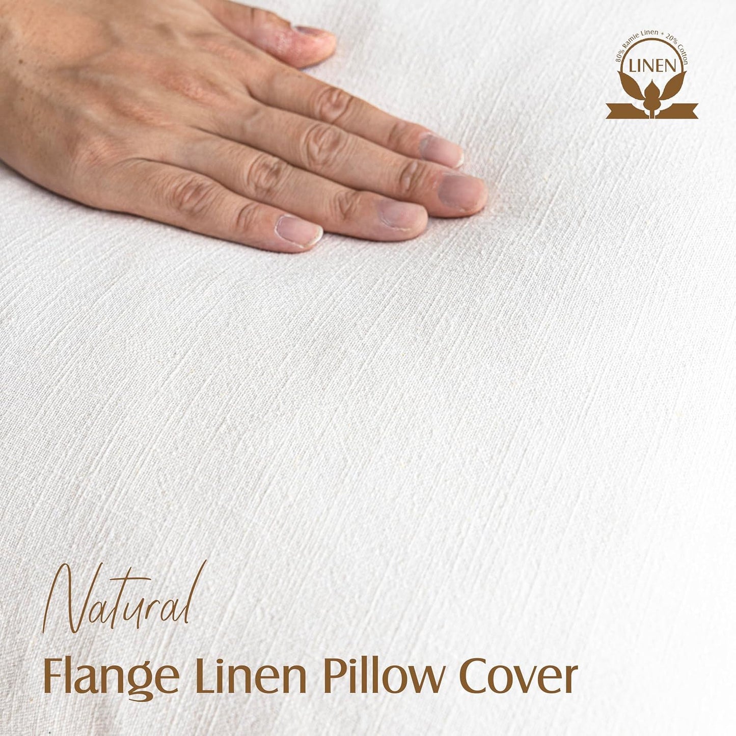 Foindtower Pack of 2, Decorative Linen Soild Throw Pillow Covers Soft Accent Cushion Case Boho Farmhouse Neutral Pillowcase for Chair Couch Sofa Bedroom Living Room Home Decor 18 x 18 Inch Cream White