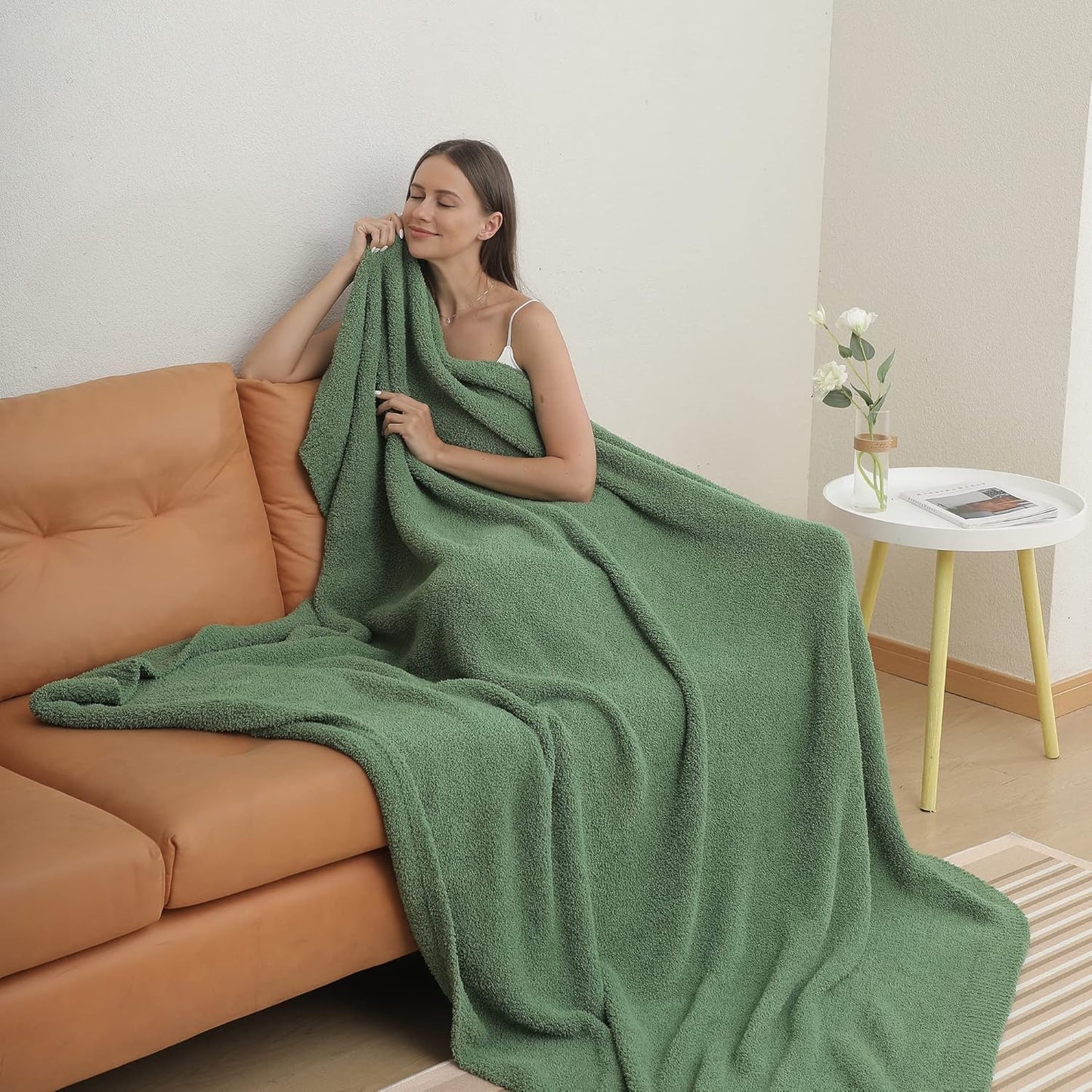 bearberry Super Soft Fluffy Throw Blanket Lightweight Cozy Warm Throw Blankets for Couch Bed Sofa All Season (Avocado Green, 40”x50”)