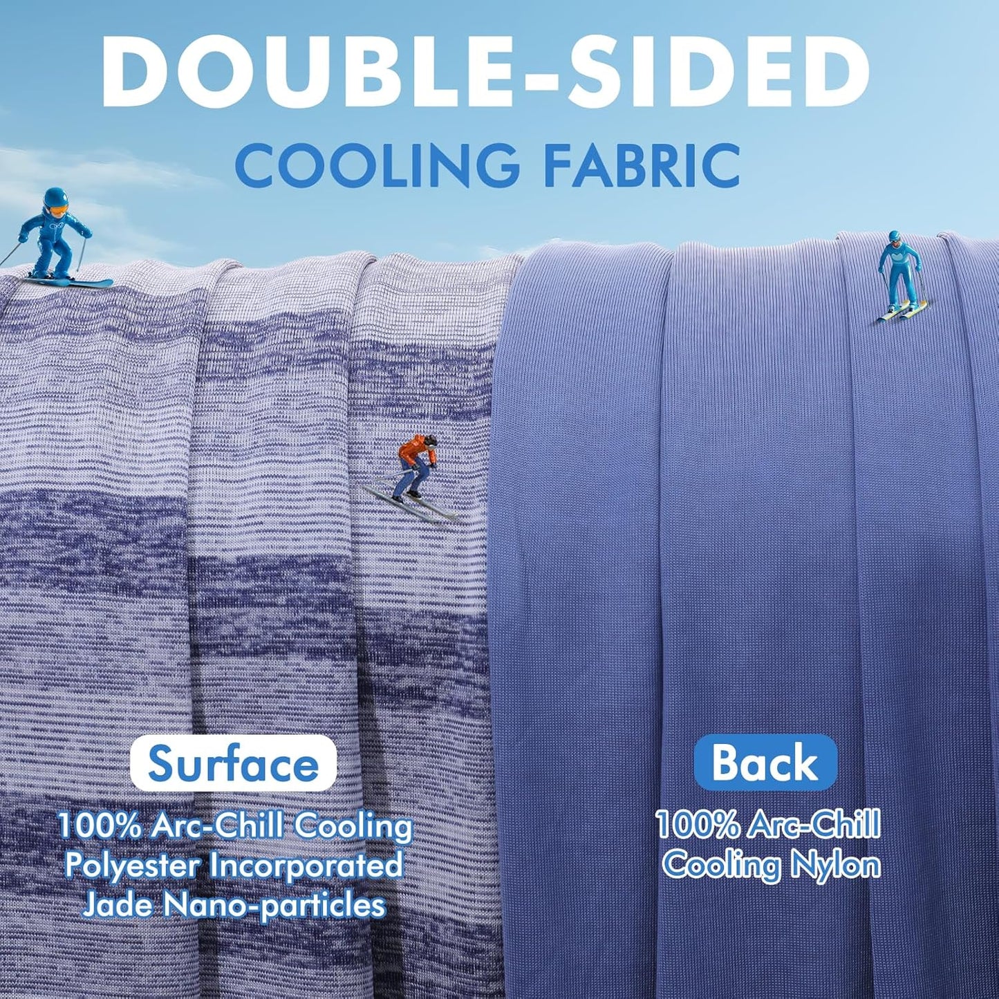 Marchpower Cooling Blanket for Hot Sleepers Queen Size, Double Sided Arc-Chill Cooling Fabric Q-Max>0.5, Cooling Blanekt for Hot Flashes and Night Sweats, Cool Blanekt Cold Blanket for Summer Blue