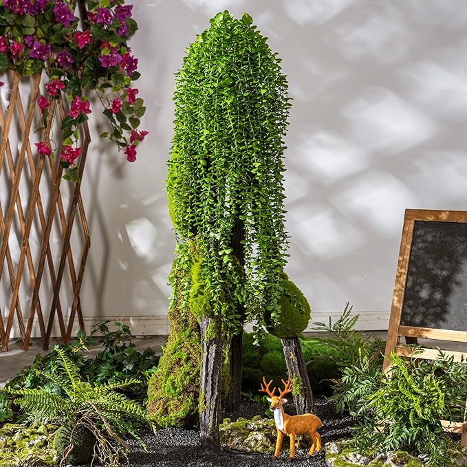 4PCS Fake Hanging Plants Set - Ultra Realistic Artificial Vine with Lifelike Leaves, Zero Maintenance Home & Office Decor for Wall, Shelf, Wedding Arch