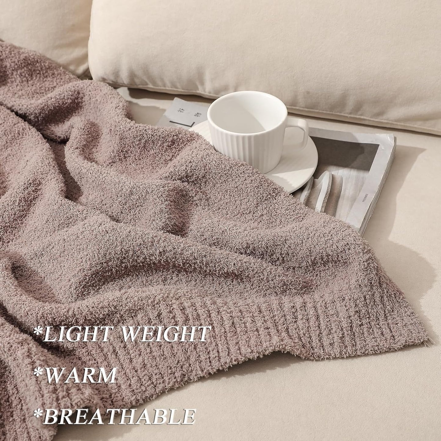 bearberry Super Soft Fluffy Throw Blanket Lightweight Cozy Warm Throw Blankets for Couch Bed Sofa All Season (Rose Taupe, 53”x71”)