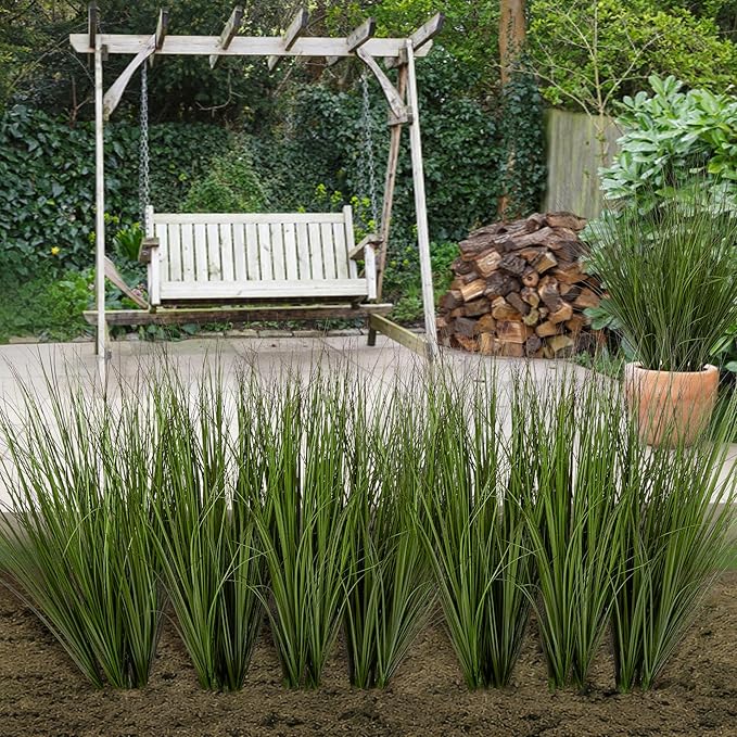 48PCS Fake Plants Artificial Wheat Grass Greenery Plastic Plants Fake Grass Artificial Plants for Outdoor Decor Artificial Grass Plant with Greenery Stems for Indoor Home Decoration 26.4"