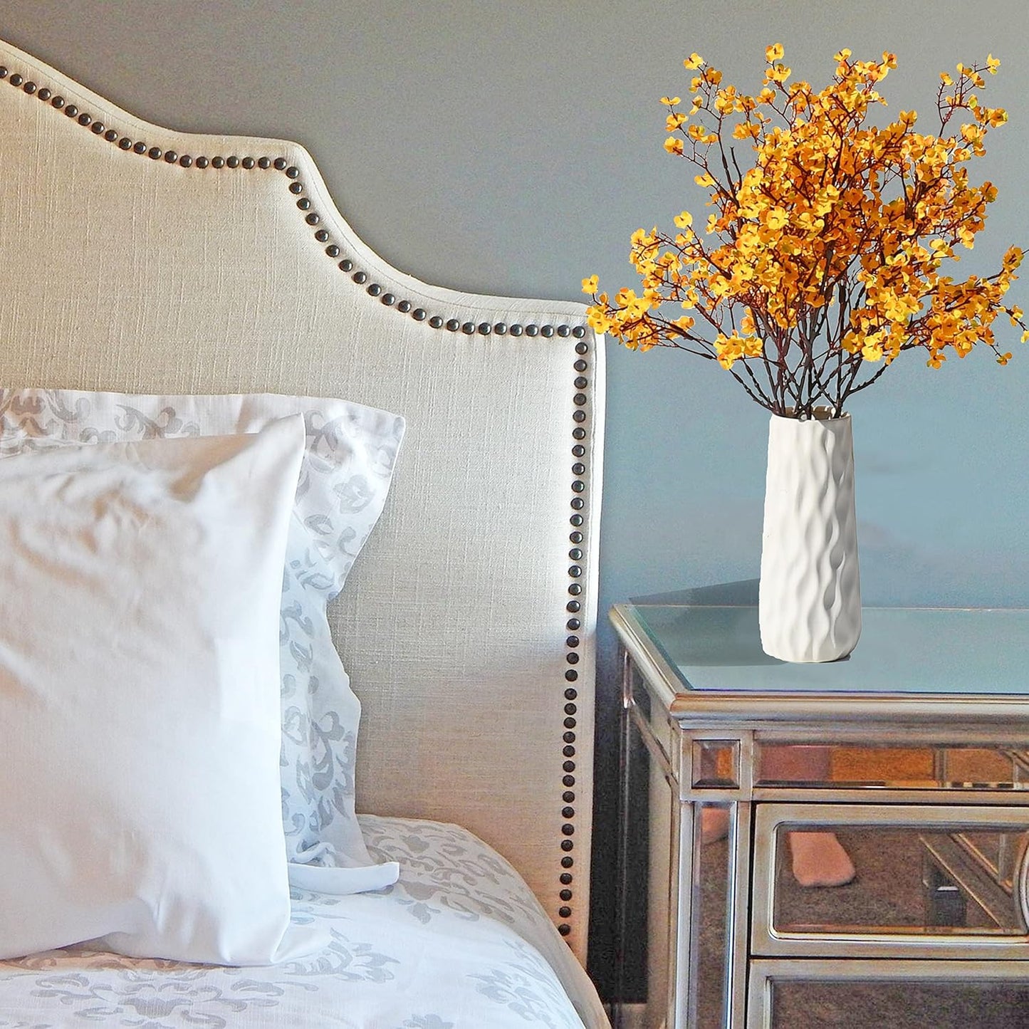 Mandy's Dark Yellow Artificial Baby’s Breath Flowers 6 Bundles Silk Gypsophila with Bendable Stems for Fall Centerpiece Wedding Decor and Table Arrangements