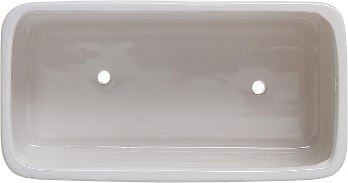MyGift 10 Inch Modern Unglazed White Ceramic Indoor Plant Pot with Drainage Hole, Rectangular Succulent Planter Window Box with Removable Saucer, 2 Pack