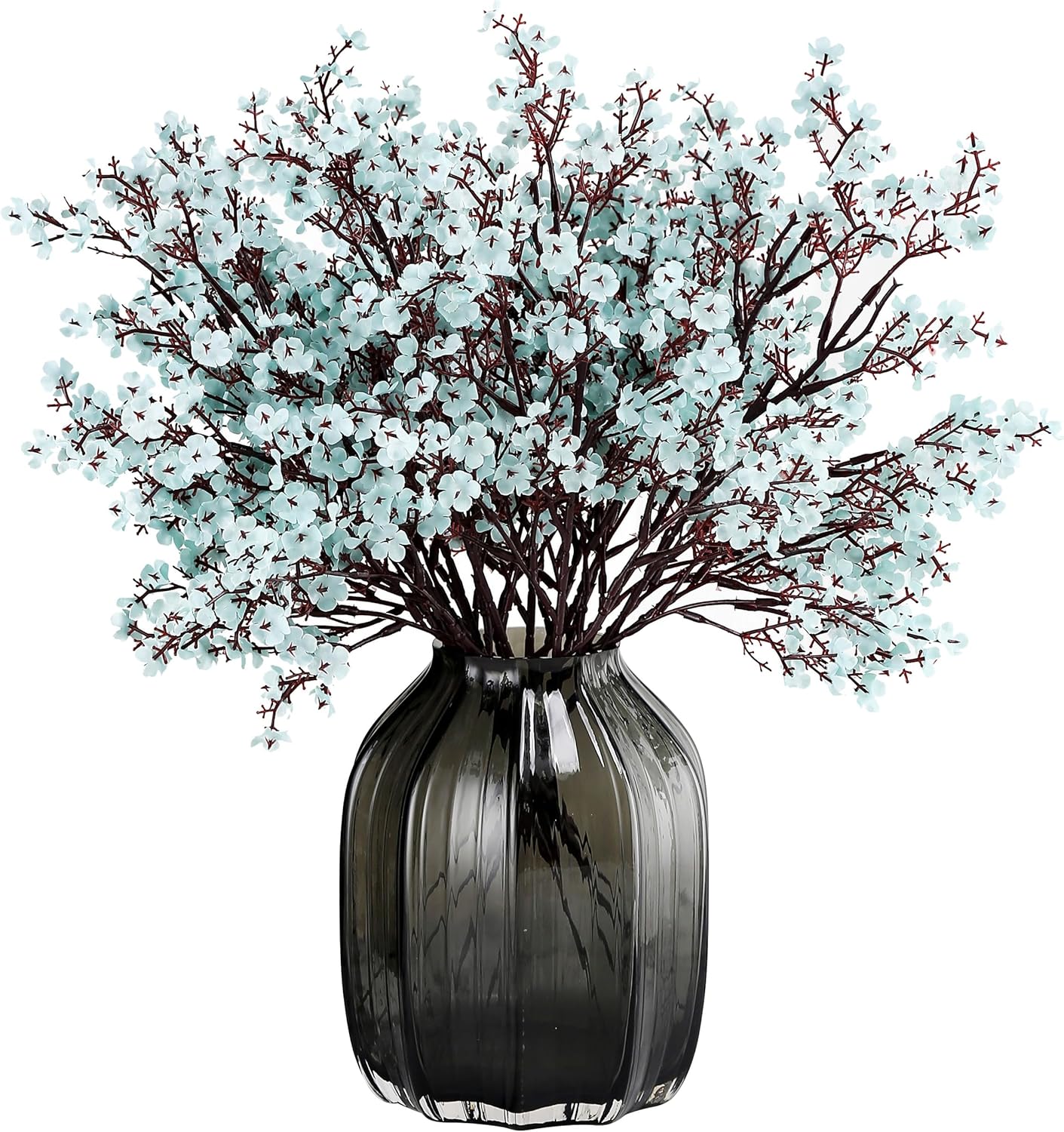 JAKY-Global Babys Breath Fabric Cloth Artificial Flowers 6 Bundle European Fake Silk Plants Decor Wedding Party Decoration Bouquets Real Touch DIY Home Garden (Grey Blue)