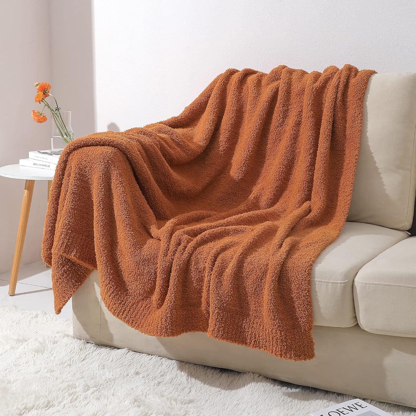 bearberry Super Soft Fluffy Throw Blanket Lightweight Cozy Warm Throw Blankets for Couch Bed Sofa All Season (Caramel, 53”x71”)