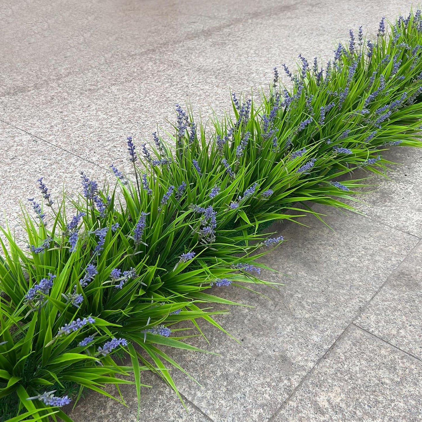 Fake Outdoor Plants Artificial Monkey Grass 12 Bundles Purple Faux Flowers for Outdoors Plastic Plant Outside Porch Patio Yard Planters Window Box Decor (12 Bundles Purple Monkey Grasses)