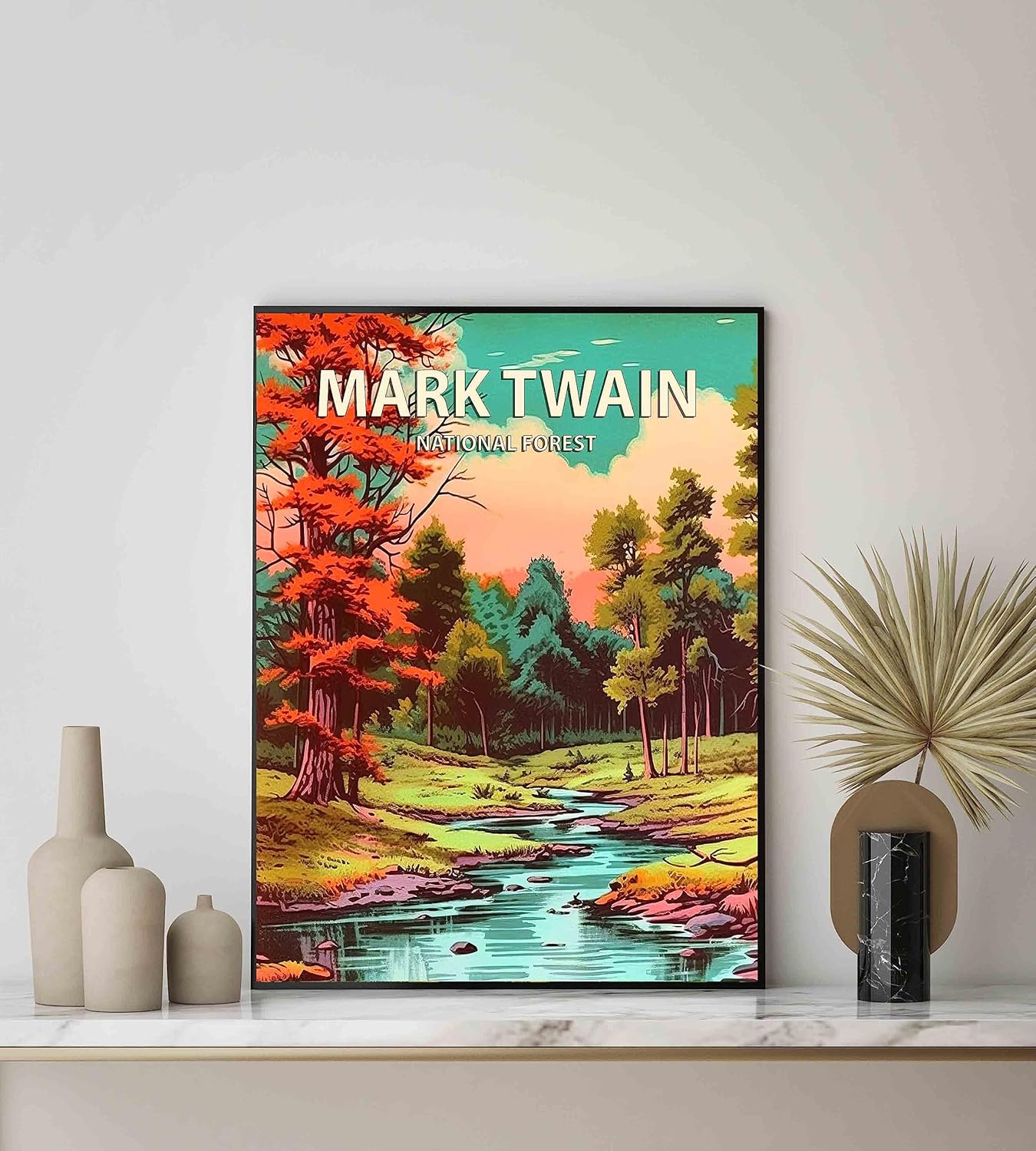 Mark Twain National Forest Poster Art Print Retro Mountain Wall Art Poster Vintage Decor Nature Recreation Wilderness Wildlife Decoration, Outdoor Adventure Scenic Beauty Artwork. (Mark Twain National