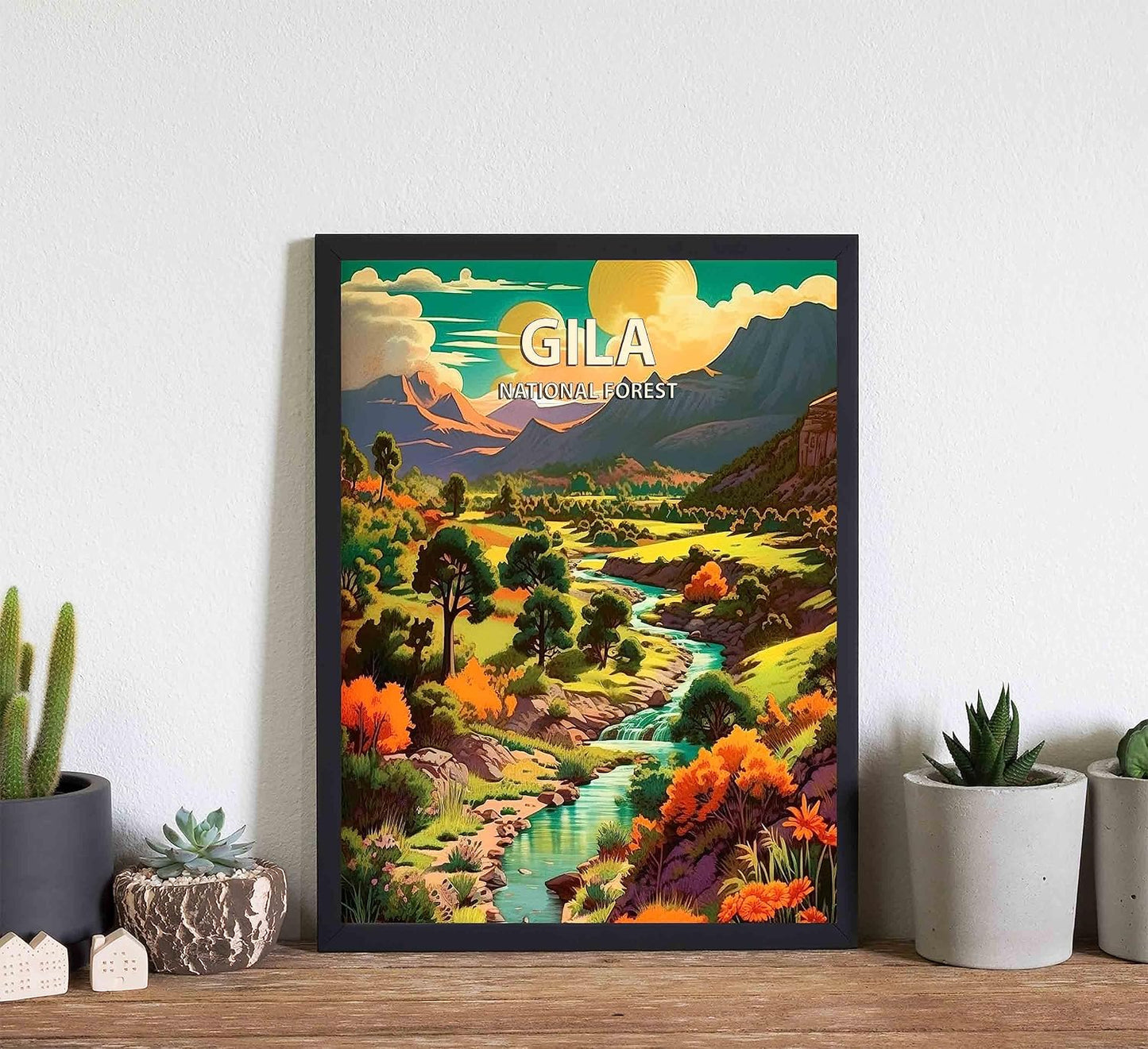 Gila National Forest Poster Art Print Retro Mountain Wall Art Poster Vintage Decor Nature Recreation Wilderness Wildlife Decoration, Outdoor Adventure Scenic Beauty Artwork. (Gila National Forest,