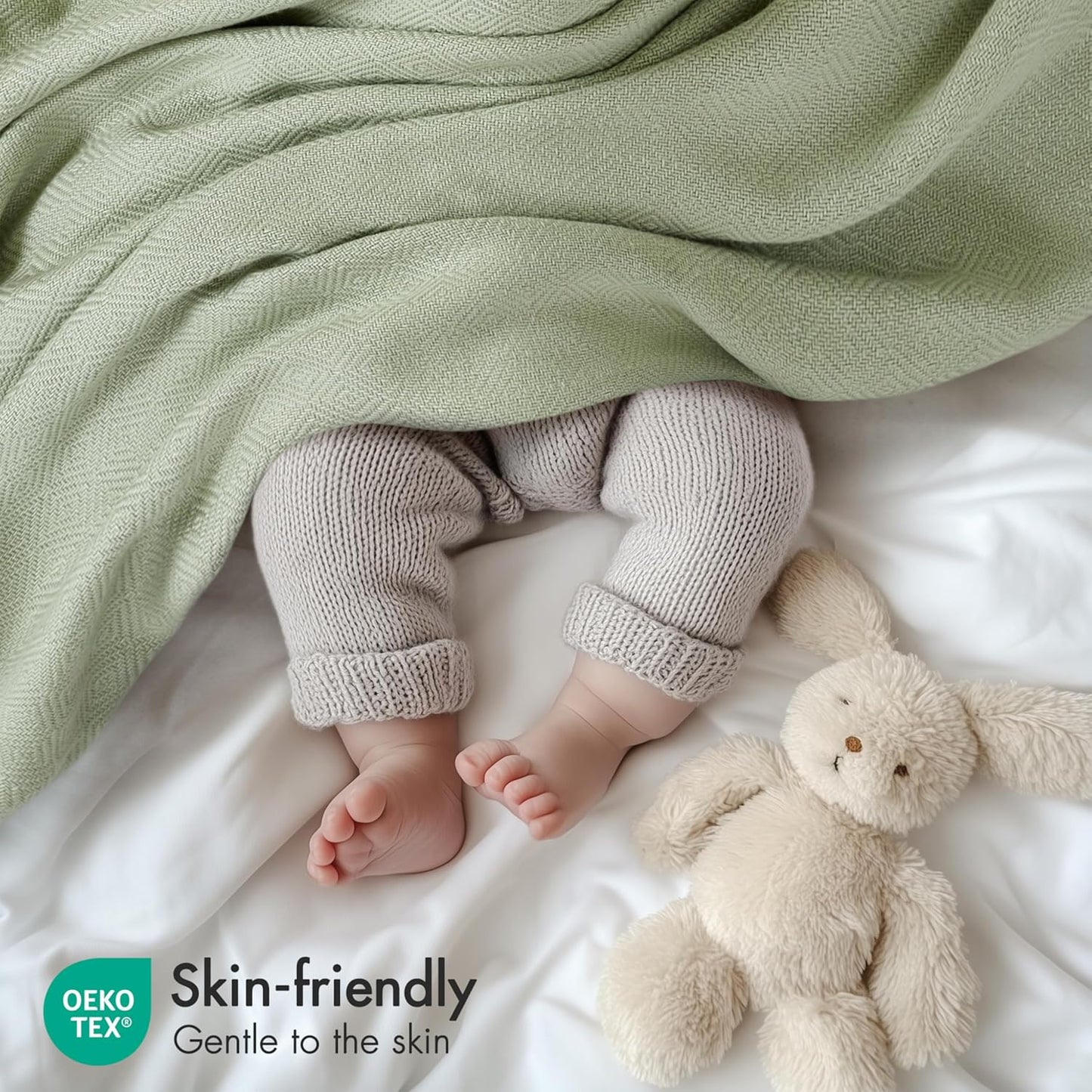 Madison Park Twin Size Blanket, 70% Rayon Bamboo-Based, 30% Cotton, Breathable for Hot Sleepers Menopause, Ultra Soft and Snag-Resistant, Summer Blanket for Bed or Couch, Twin 66"x90", Sage Green