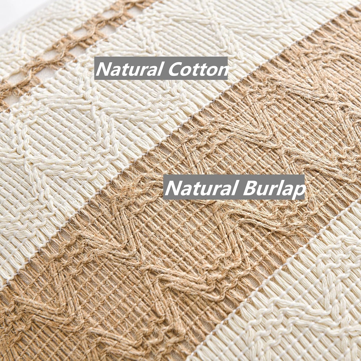 Fancy Homi Set of 1 Boho Neutral Long Lumbar Decorative Throw Pillow Cover 14x24 Inch for Couch Bed Sofa Chair, Modern Organic Farmhouse Home Decor, Soft Cotton Cute Accent Tan Rectangle Cushion Case