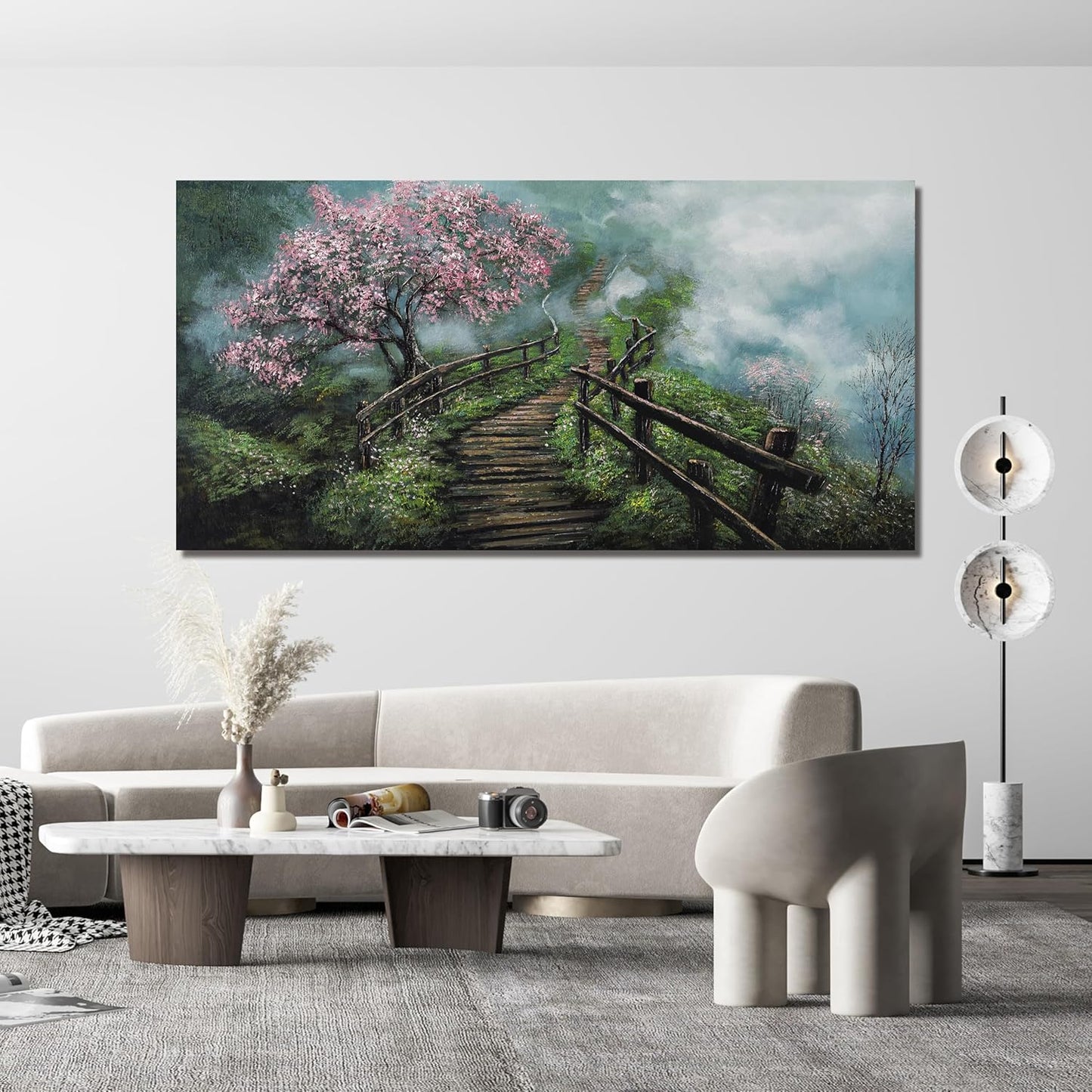 Dimpaga Canvas Wall Art Decor Large Wall Art Pictures for Living Room Tree of Life Wall Art Prints Foggy Trail Wall Art Decor Large Artwork for Walls for Room Home Office Wall Decor 29" X 58"