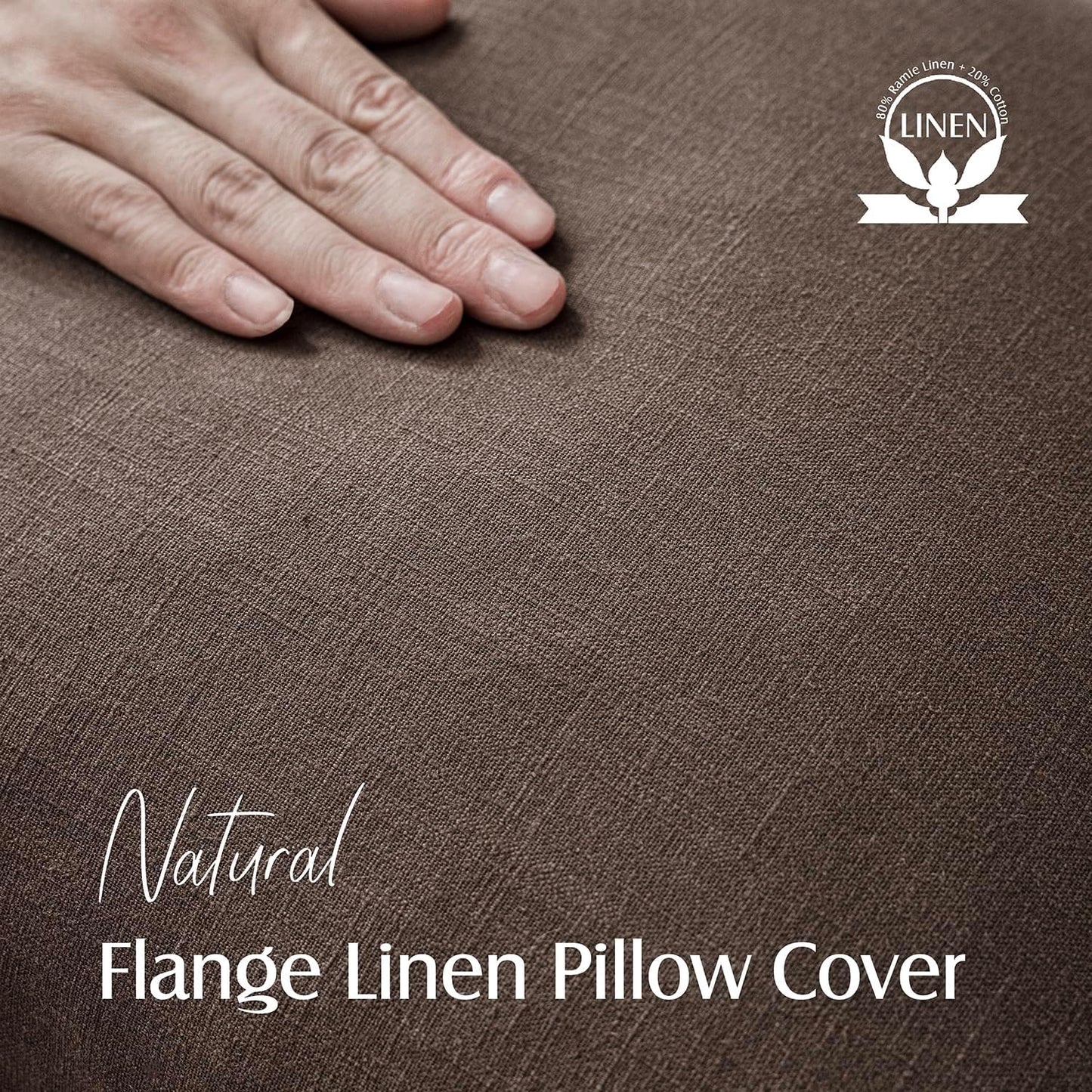 Foindtower Pack of 2, Decorative Linen Soild Throw Pillow Covers Soft Accent Cushion Case Boho Farmhouse Neutral Pillowcase for Couch Sofa Bedroom Living Room Home Decor 24 x 24 Inch Reddish Brown