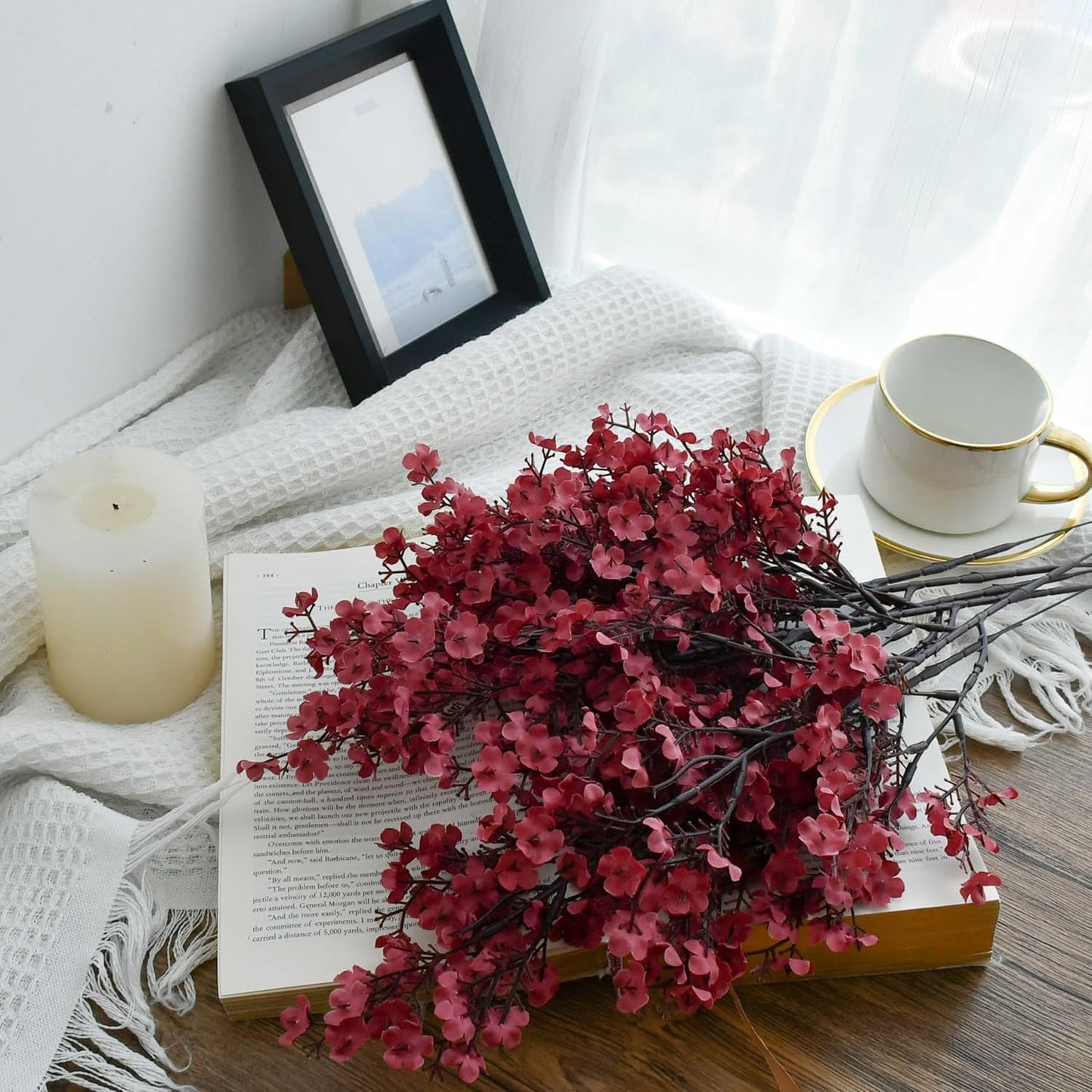 Mandy's Mauve Artificial Baby’s Breath Flowers 6 Bundles Silk Gypsophila with Bendable Stems for Fall Centerpiece Wedding Decor and Table Arrangements