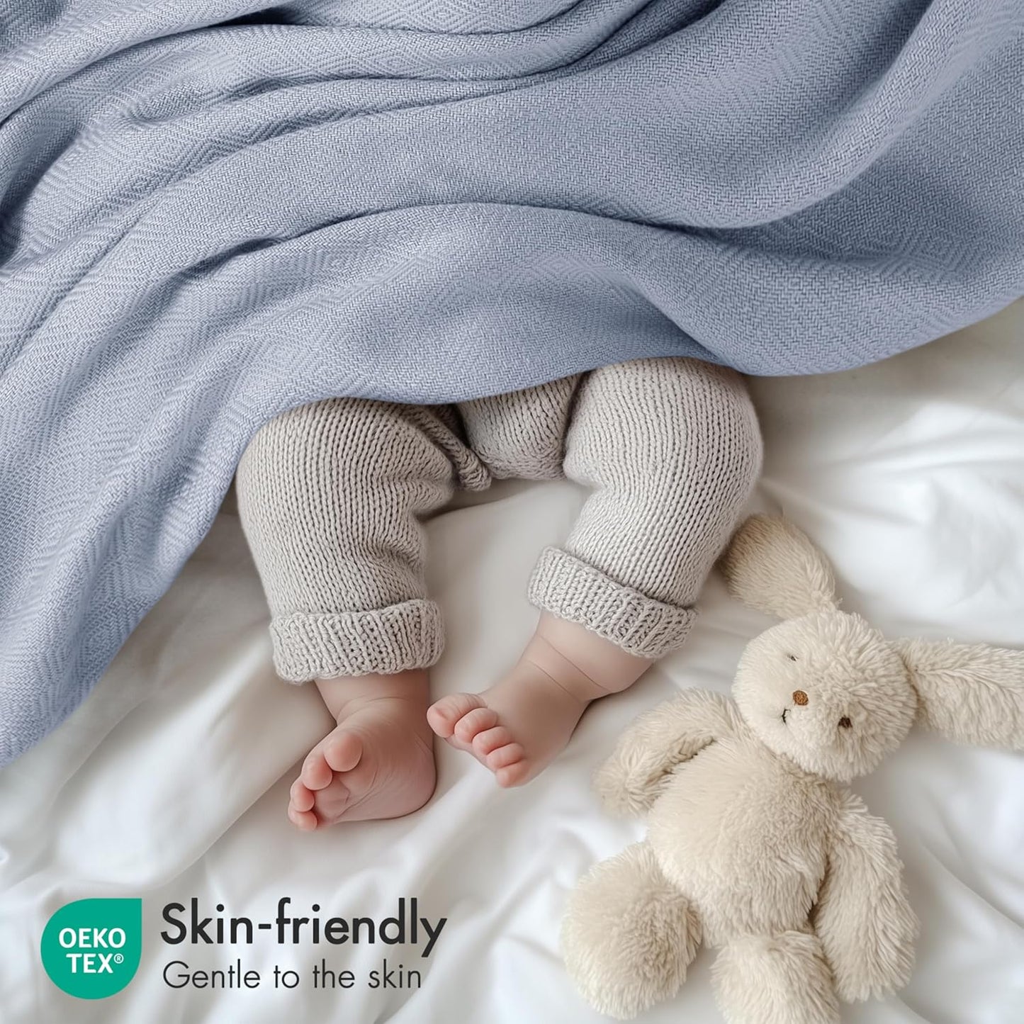 Madison Park King Size Blanket, 70% Rayon Bamboo-Based, 30% Cotton, Breathable for Hot Sleepers Menopause, Ultra Soft and Snag-Resistant, Summer Blanket for Bed or Couch, King 108"x90", Light Blue