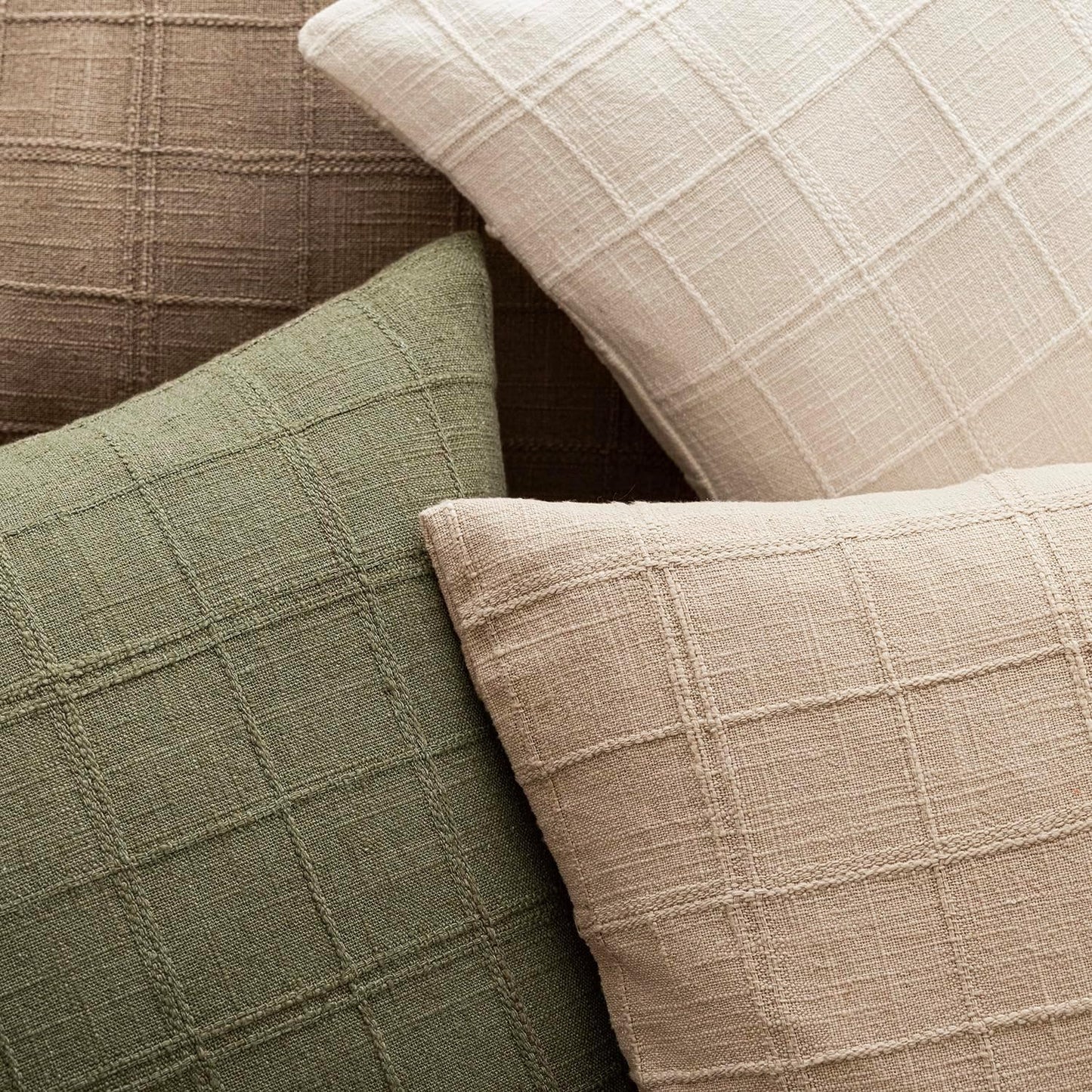 Foindtower Set of 2 Decorative Linen Check Throw Pillow Covers Neutral Farmhouse Vintage Cushion Covers Modern Boho Home Decor for Sofa Chair Couch Bedroom Living Room,18×18 Inch,Sage Green