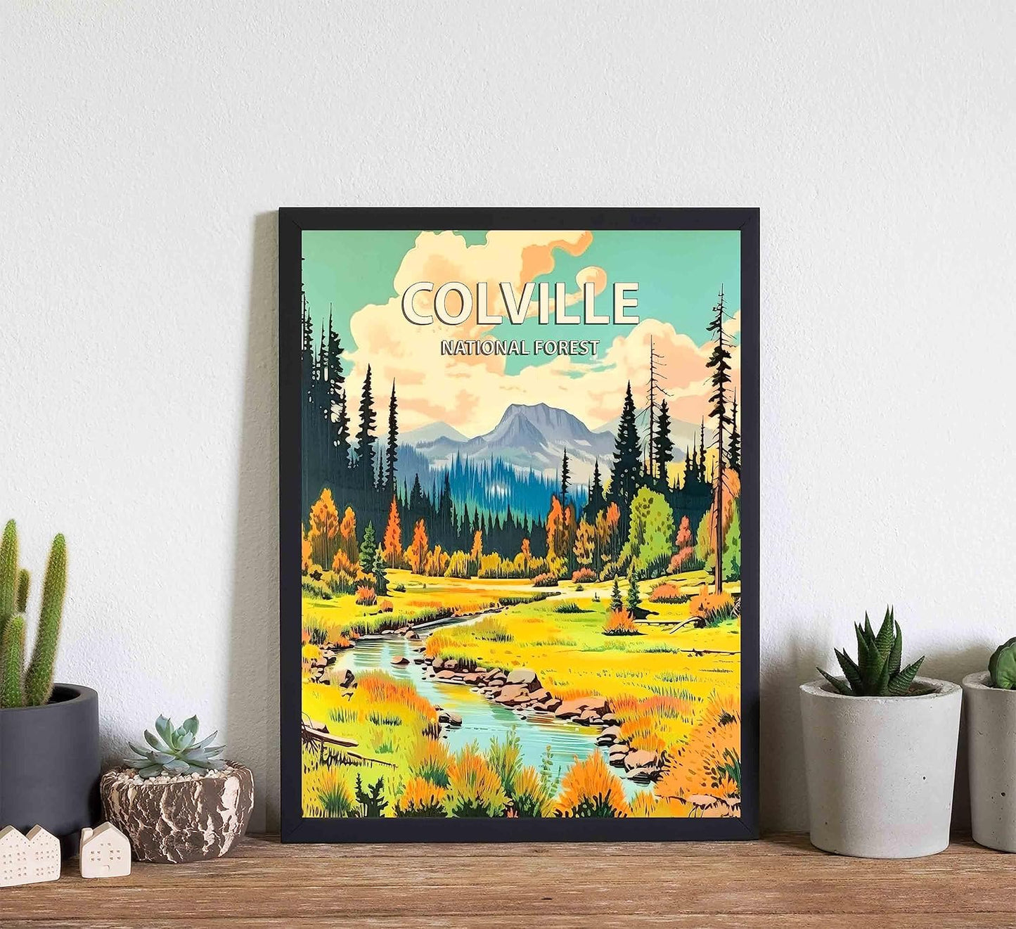 Colville National Forest Poster Art Print Retro Mountain Wall Art Poster Vintage Decor Nature Recreation Wilderness Wildlife Decoration, Outdoor Adventure Scenic Beauty Artwork. (Colville National