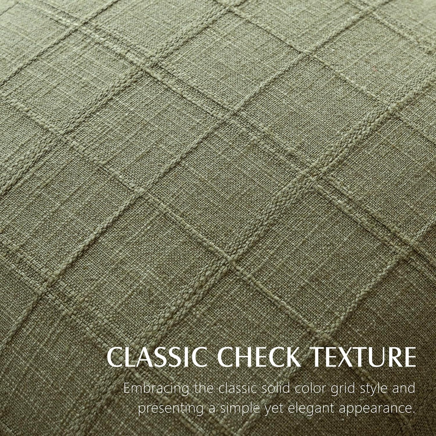 Foindtower Set of 2 Decorative Linen Check Throw Pillow Covers Neutral Farmhouse Vintage Cushion Covers Modern Boho Home Decor for Sofa Chair Couch Bedroom Living Room,26×26 Inch,Sage Green