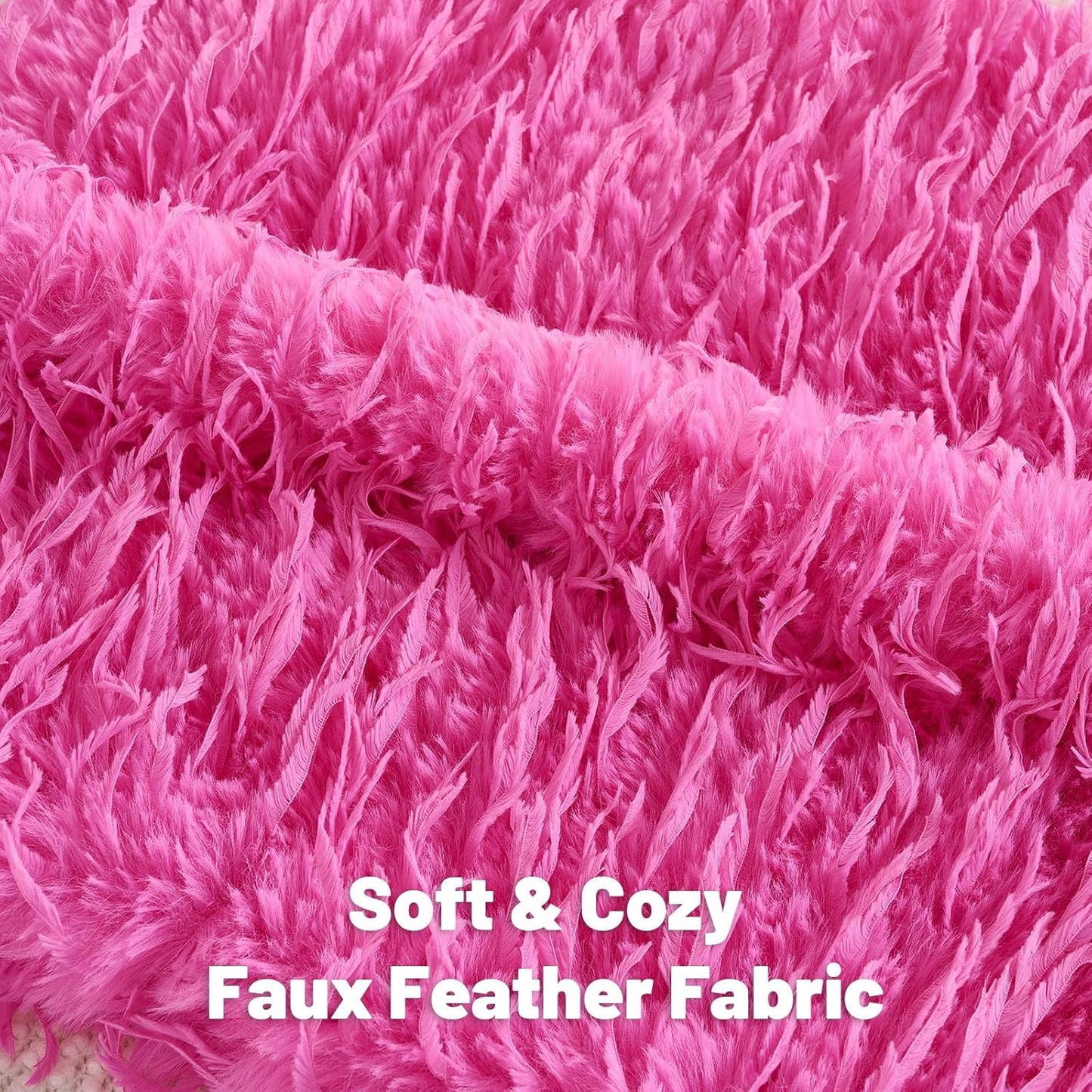 FUTEI Hot Pink Decorative Throw Pillow Covers 20x20 Inch Set of 2,Soft Fluffy Faux Feather Texture Cushion Cases,Modern Home Luxury Decor for Couch Bed Living Room
