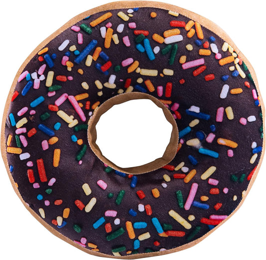 HYSEAS Round Throw Pillow 14 Inch Chocolate Donut, 3D Digital Print Decorative Comfortable Soft Plush Funny Food Shaped Pillow Light Weight Seat Pad Cushion for Couch, Chair, Floor, Sofa