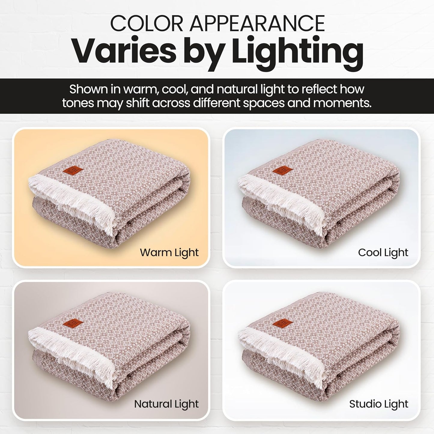 Gold Case Throw Blanket for Bed - 100% Recycled Turkish Cotton Blanket - Retro Lightweight Soft Throw Blankets for Bed & Living Room - Queen Size Cozy Blankets - 90x90 - Beige