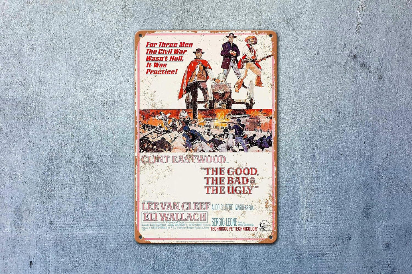 KENSILO Metal Sign Vintage 1966 The Good, The Bad and The Ugly Movie Poster Tin Signs Bar Club Man Cave Wall Decor 8 x 12 inches