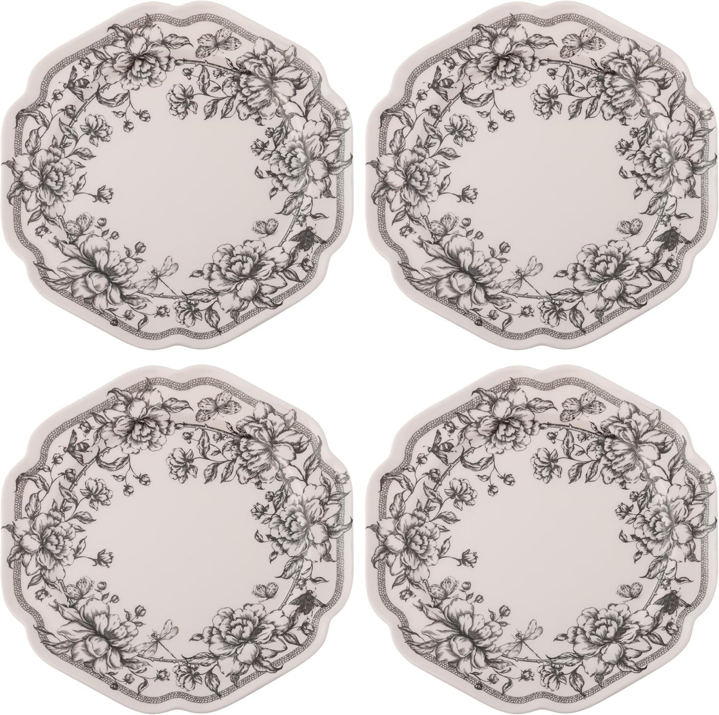Karma, 10.75 inches Melamine Dinner Plates Set of 4, Reusable Dishwasher Safe Plates for Outdoor and Indoor, Isabella