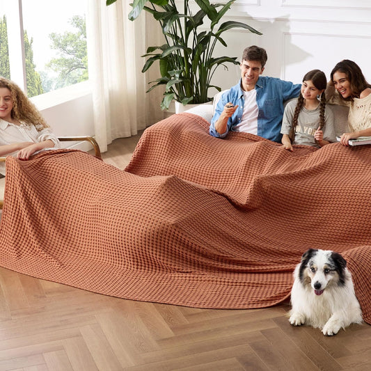 Bedsure Cooling Cotton Waffle Oversized King Blanket - Lightweight Breathable Rayon Derived from Bamboo for Hot Sleepers, Luxury Throws for Bed and Sofa, 120x96 Inches