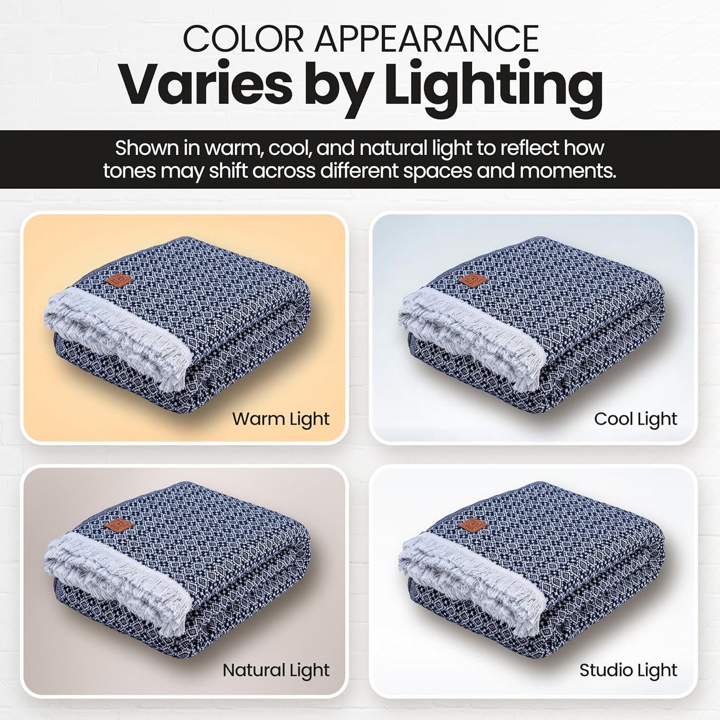 Gold Case Throw Blanket for Bed - 100% Recycled Turkish Cotton Blanket - Retro Lightweight Soft Throw Blankets for Bed & Living Room - Queen Size Cozy Blankets - 90x90 - Navy Blue