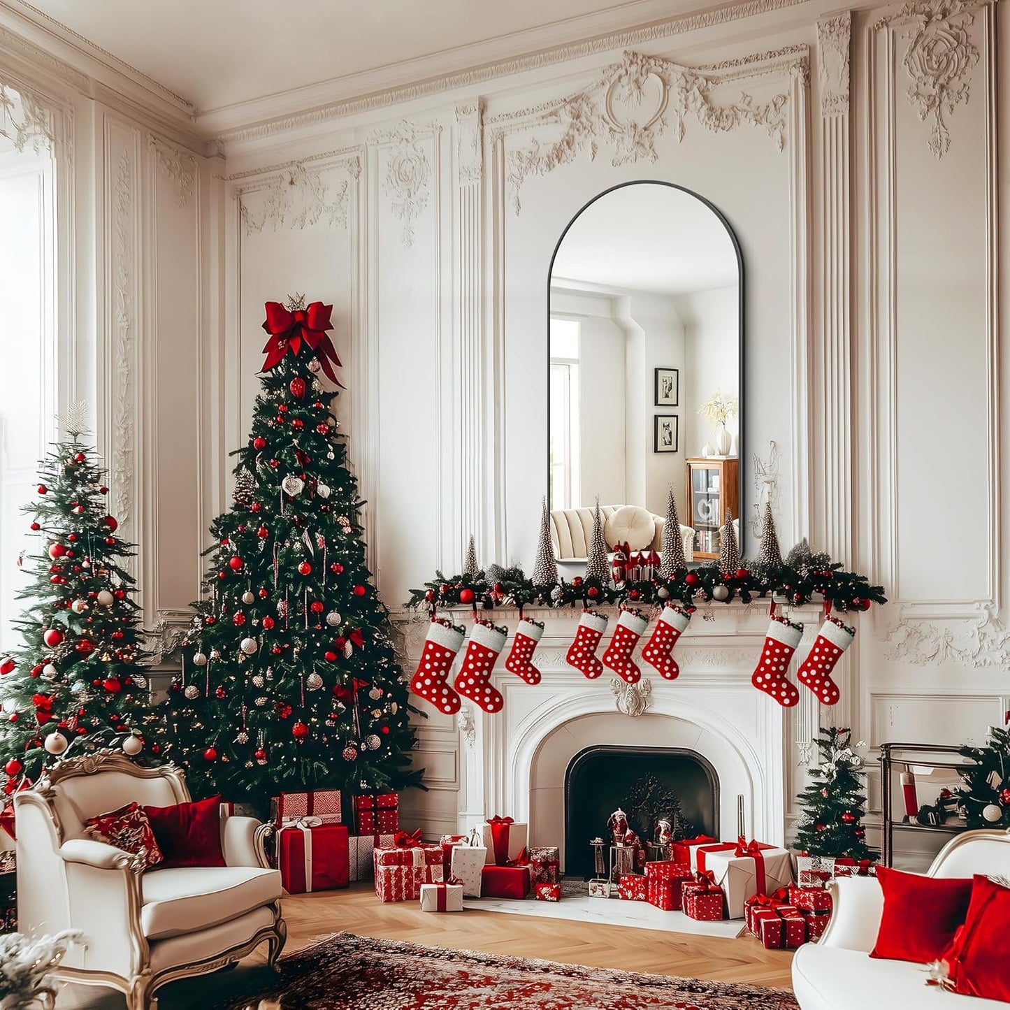 FORBATH Arched Mirror 24x48 Inch, Black Arched Mirror Wall Mounted Modern Black Aluminum Frame Decor Large for Dresser Bedroom Living Room Entryway, Hanging or Leaning Against Wall