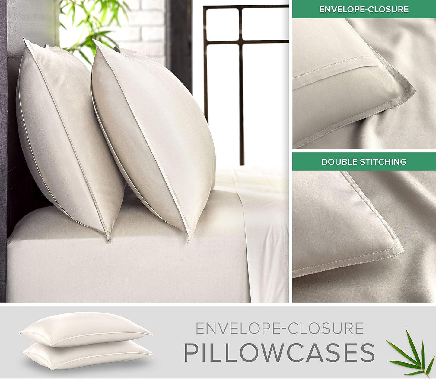 King Sheets by Pure Bamboo, Genuine 100% Organic Viscose Derived from Bamboo Bed Sheet Set, Luxuriously Soft & Cooling, Double Stitching, Lifetime Quality Promise (King, Ivory)