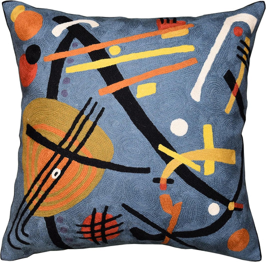 Kandinsky Modern Throw Pillow Cover - Escape | Abstract Pillow | Modern Couch Pillow | Contemporary Pillows | Modern Outdoor Pillow | Mid Century Chair Cushions | Handmade Wool Size 18x18