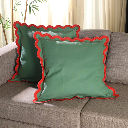 Folkulture Throw Pillow Covers for Couch, 20x20 Decorative Couch Pillows for Living Room, 100% Cotton Boho Pillow Case or Cute Outdoor Pillows, Farmhouse Accent Pillow Covers (Mistletoe)